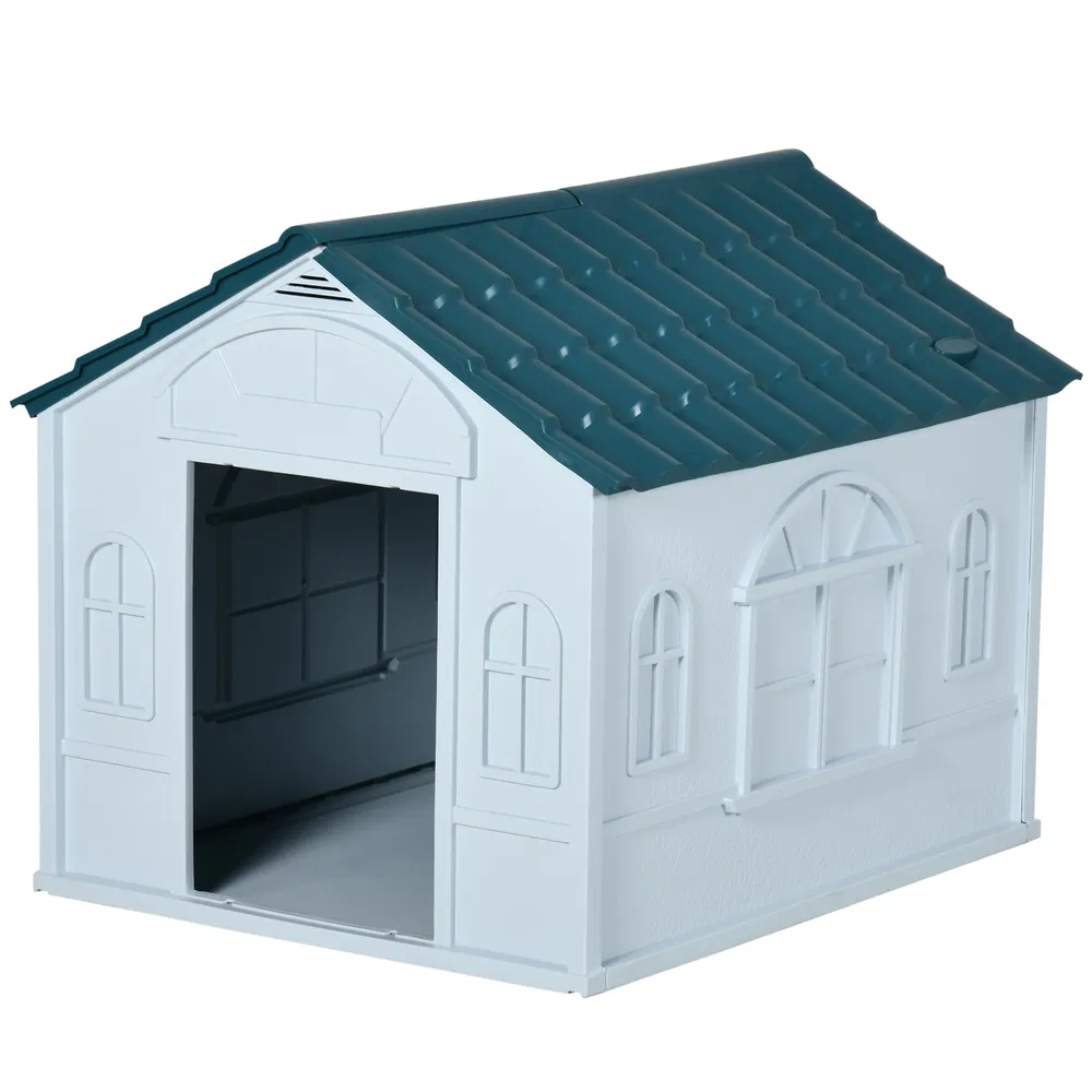 26" Plastic Dog House Outdoor with Air Vents, for Small Medium Dogs, Blue photo 7