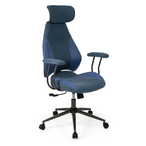 Blue Color Blocking Office Chair with 2D Adjustable Headrest, Ergonomic High-Back Desk Chair 330 lbs Capacity photo 2