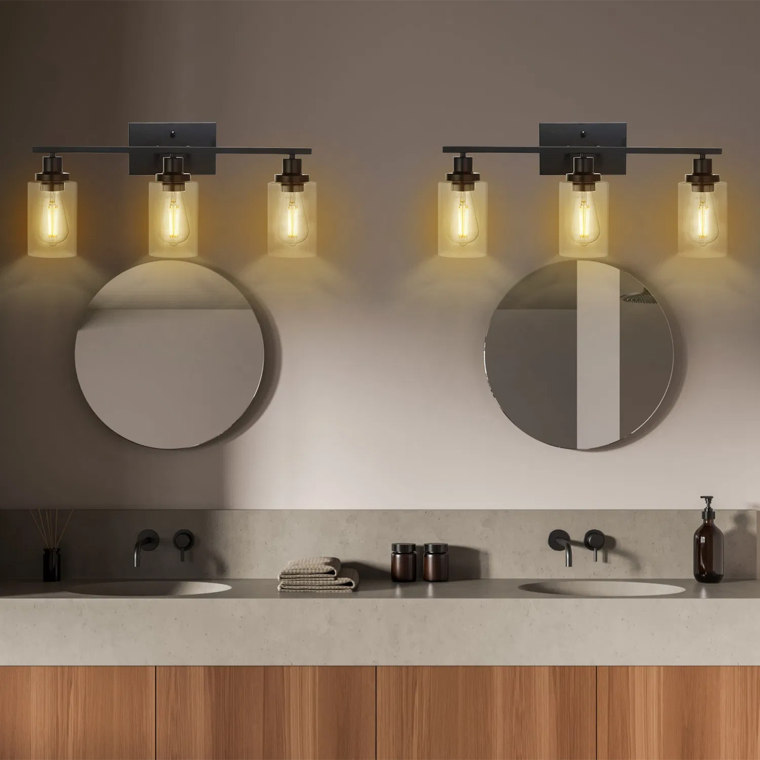 3 Light Wall Sconce Lighting with Clear Glass Shade Bathroom Vanity Lamp Fixture Modern Mounted Light for Porch Mirror Living Room Bedroom Hallway photo 1