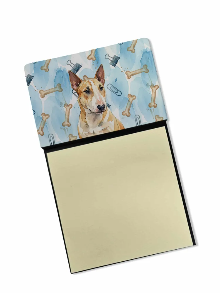 Miniature Bull Terrier Coworker Watercolor Sticky Note Holder Refillable Dispenser Desk Accessory 3x3 Pad Gift photo 8