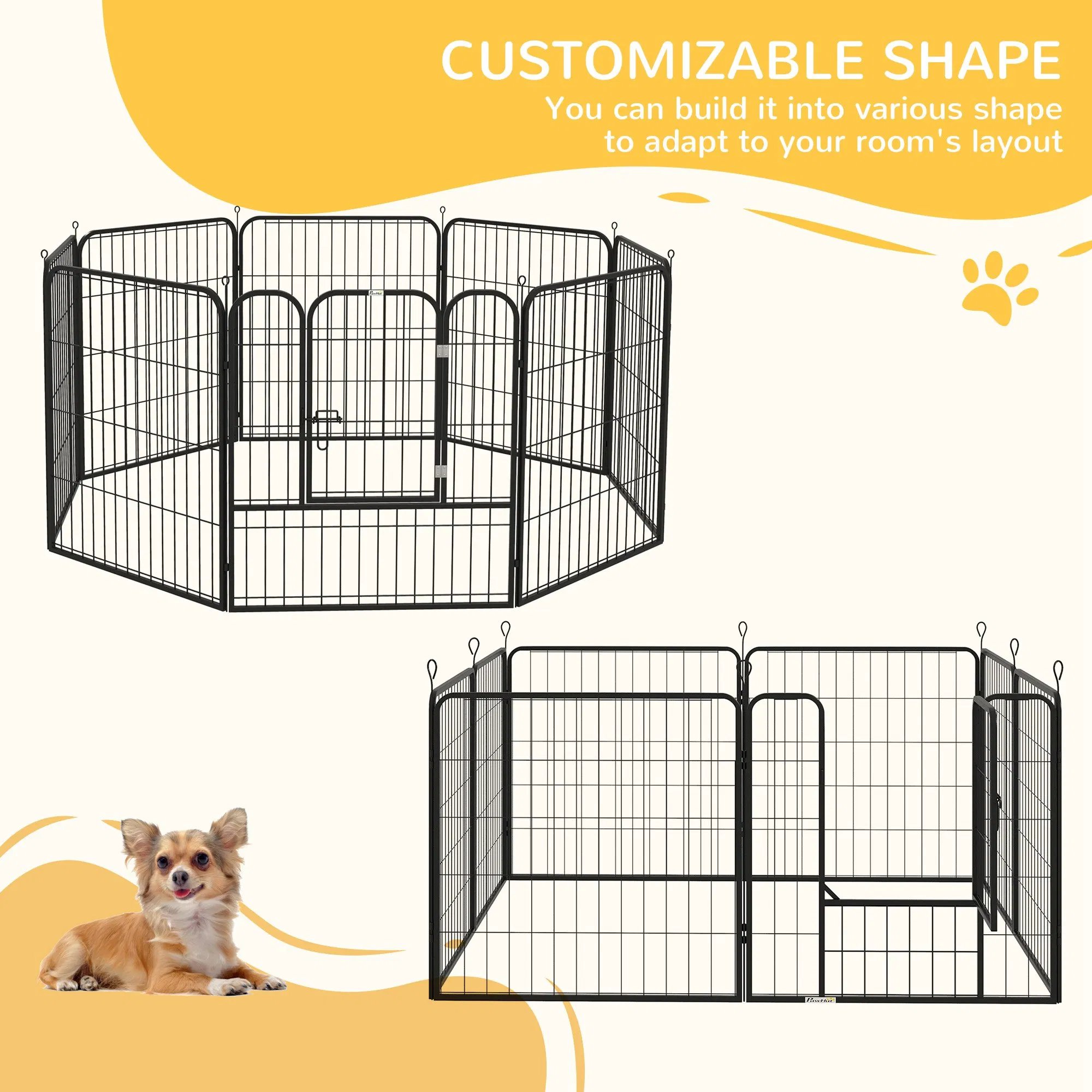 8 Panel Pet Playpen Play Yard Fence Home DIY Heavy-Duty Metal Foldable Indoor Outdoor 31.5"H photo 3