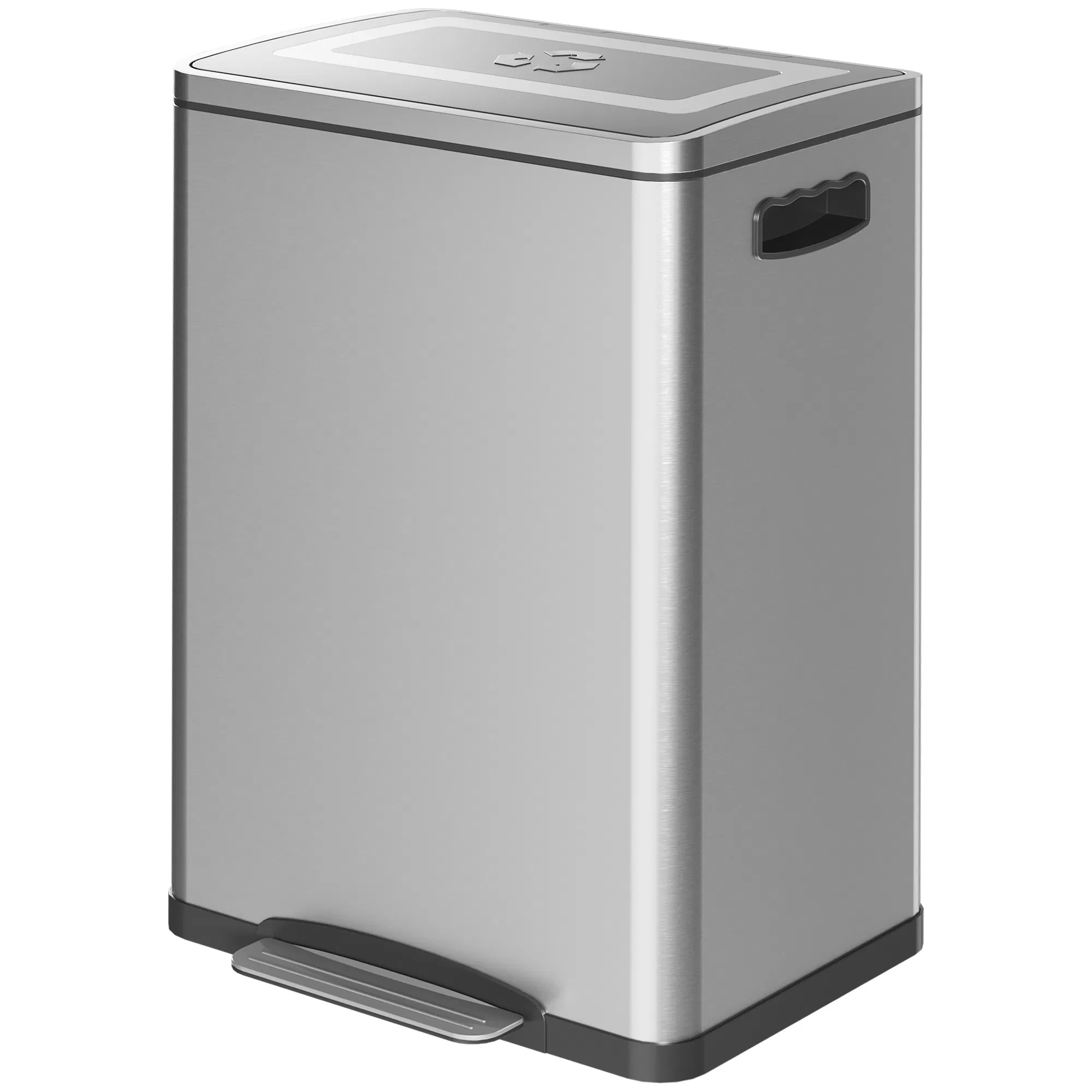 2 x 20 Liter Garbage Bin, Stainless Steel Garbage Can with Soft-Close Lid and Removable Inner Buckets, Silver photo 1