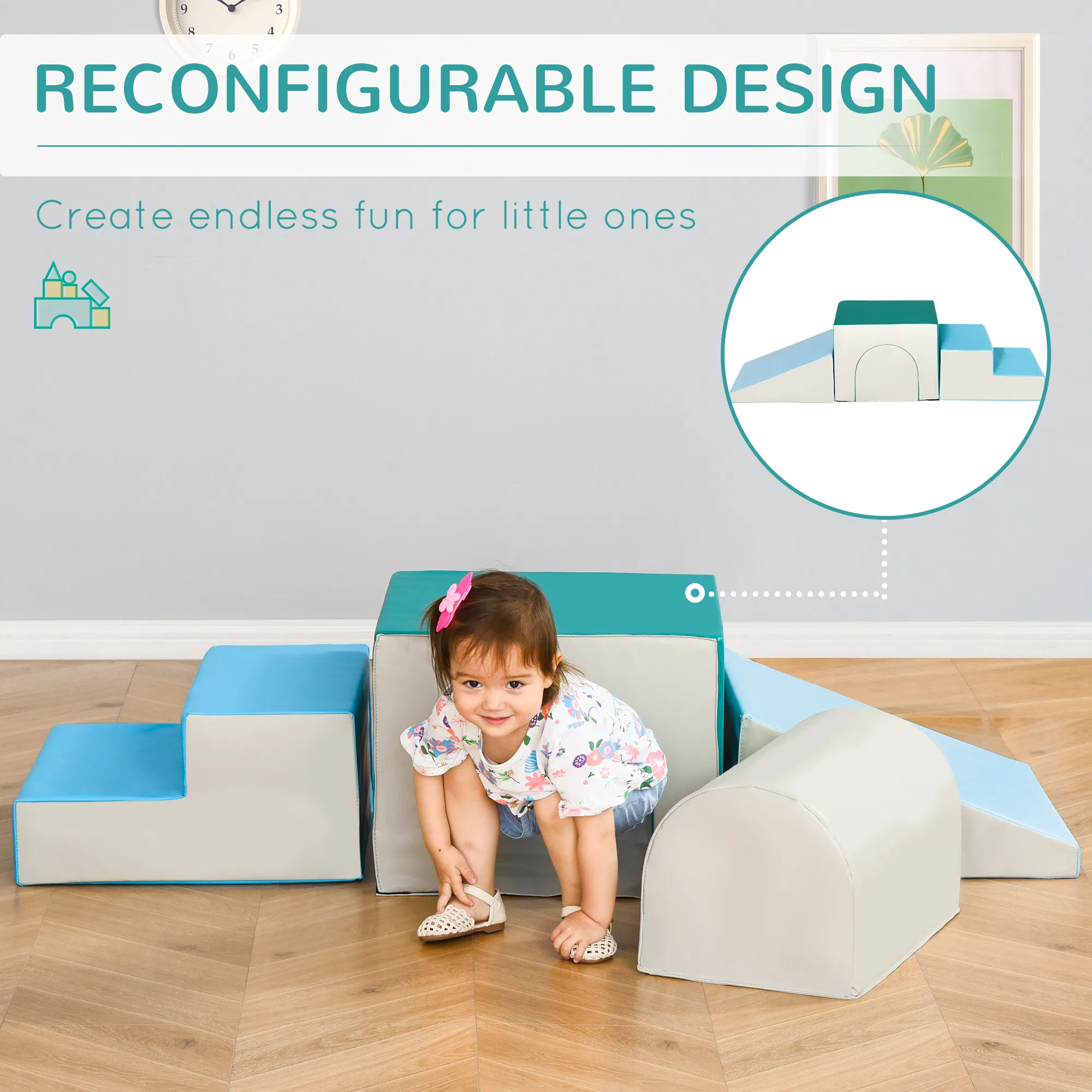 Foam Climbing Blocks for Toddlers, Kids Modular Play Set for Baby Children, Soft Play Equipment for Crawling Sliding, Easy-to-clean Safe DIY Creative, Multicolor photo 4