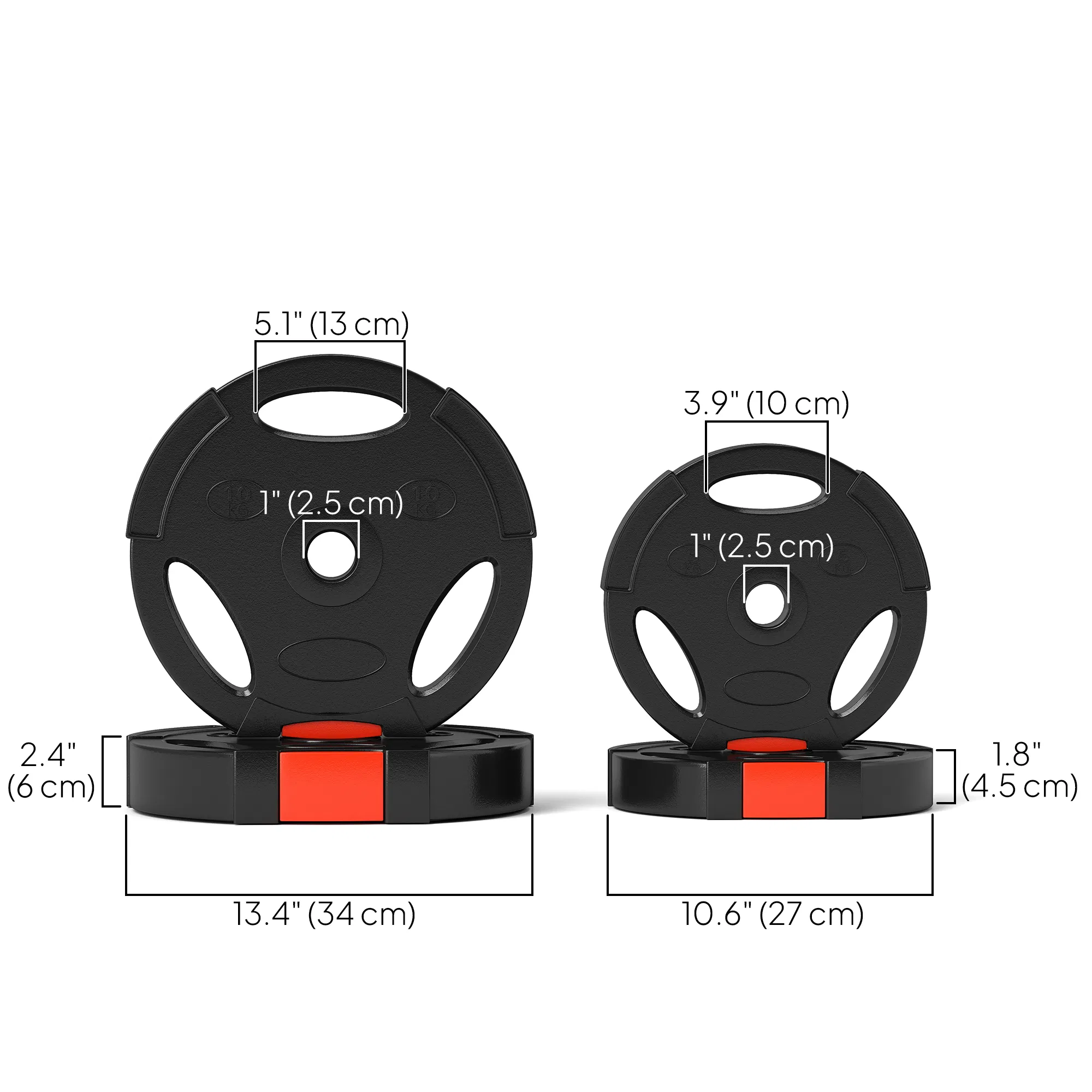 1-Inch Weight Plates, Barbell Weights Set for Weightlifting and Strength Training, 2 x 22lbs + 2 x 11lbs photo 2