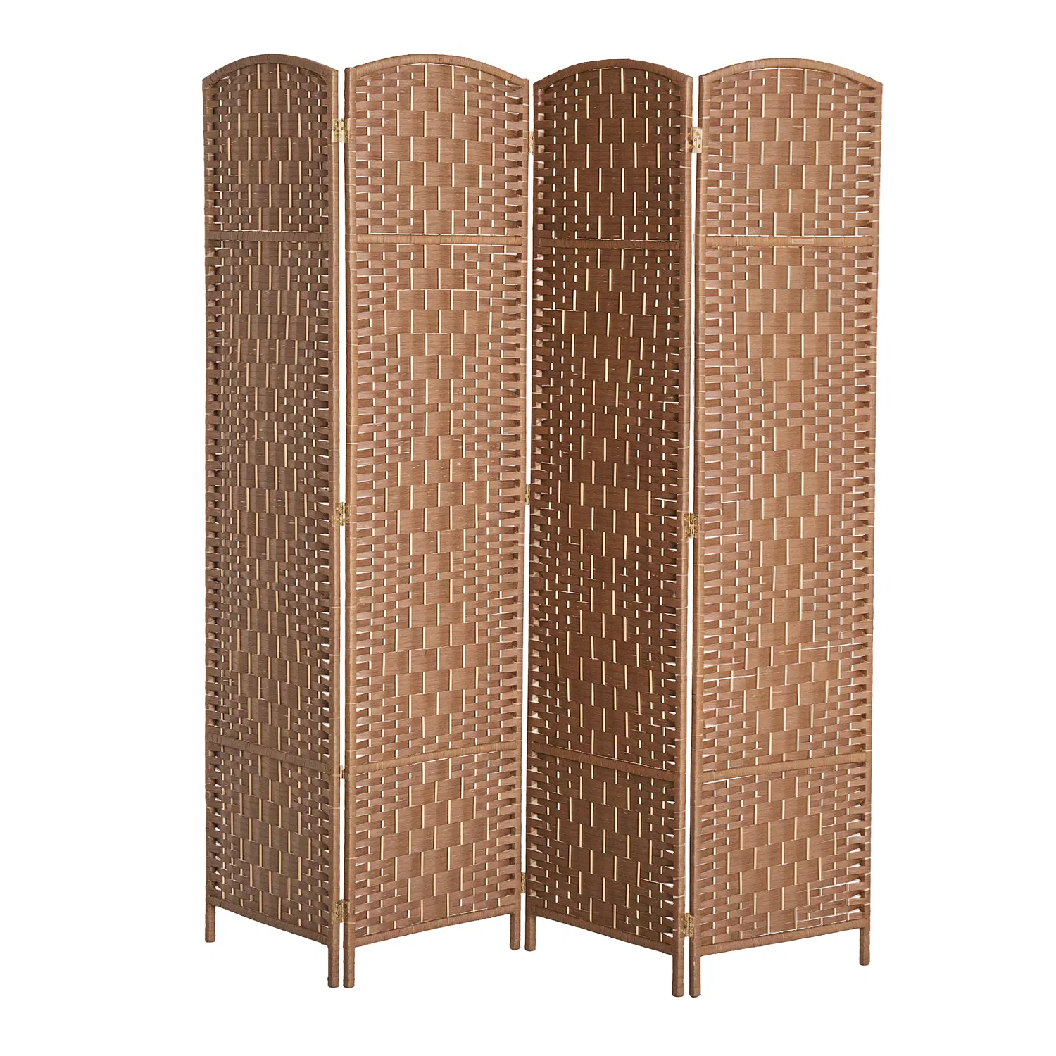 6ft Folding Room Divider, 4 Panel Wall Partition with Wooden Frame for Bedroom, Home Office, Natural photo 1