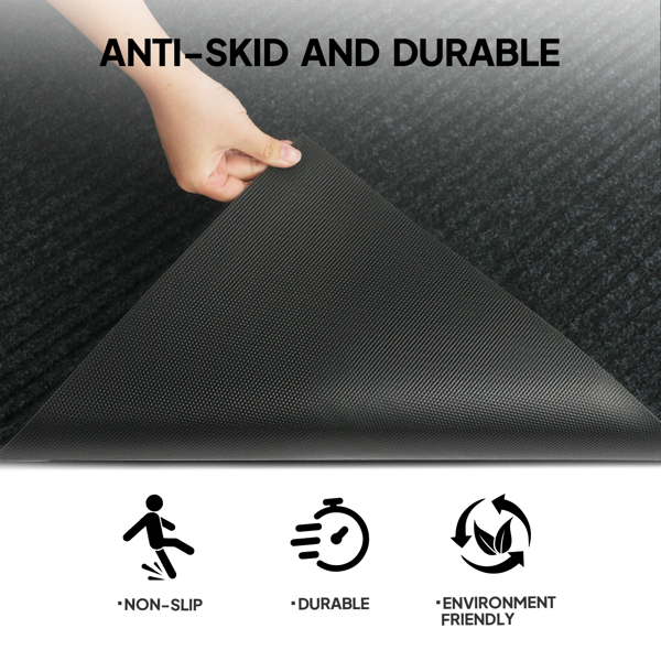 1PC Dark Gray PVC Composite Commercial Entrance Mat, 90x150x0.7cm, Extra-Long Heavy-Duty Floor Protection photo 5
