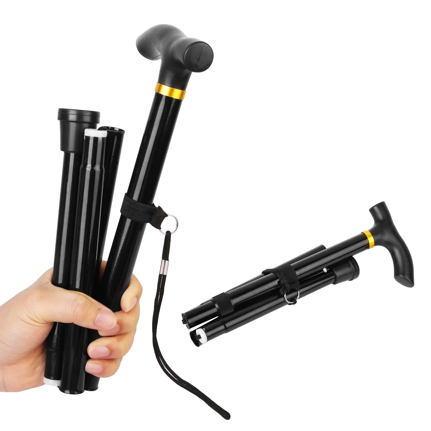 Walking Cane Aluminum Alloy Walking Stick Adjustable Folding Travel Hiking Stick photo 3
