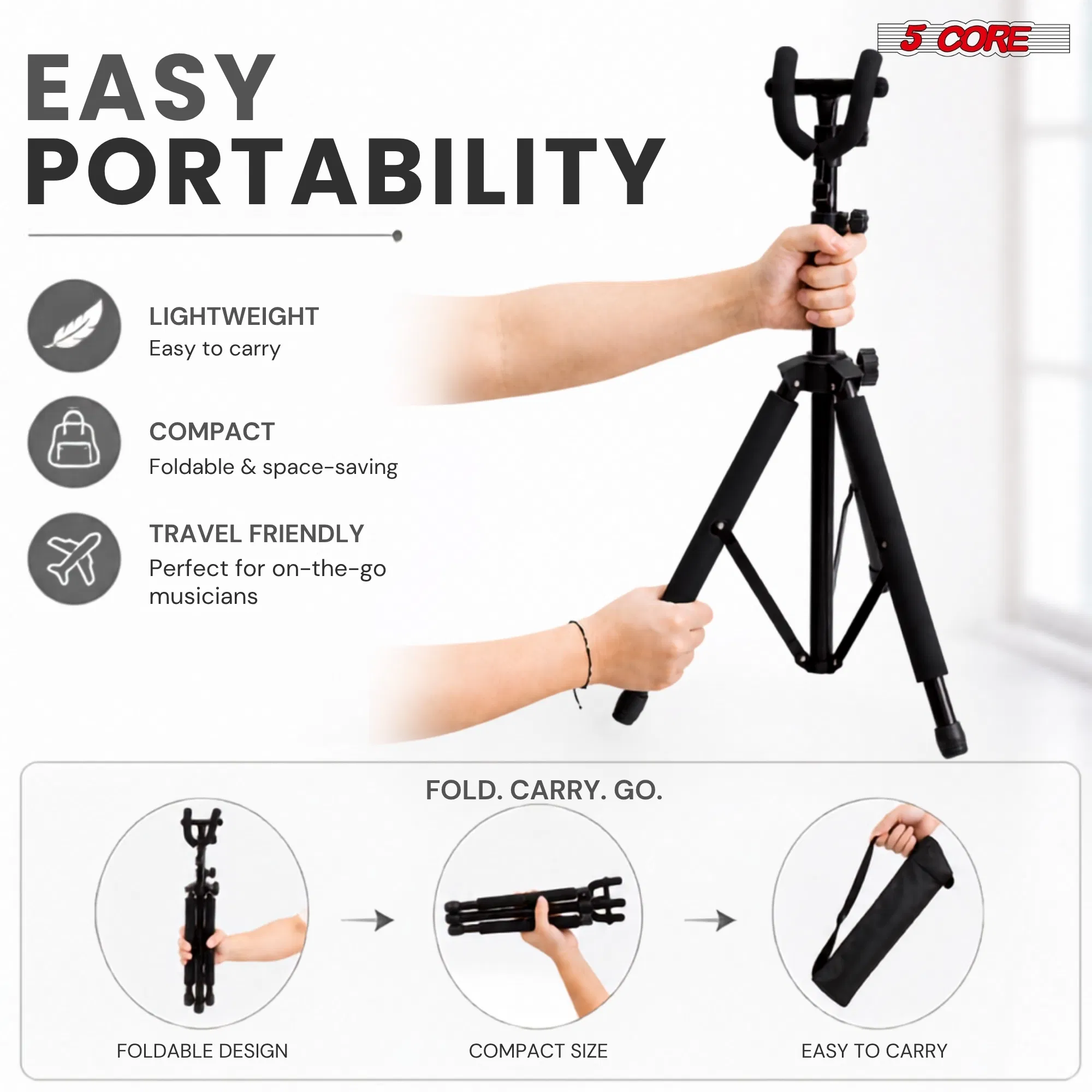 5 Core Violin Stand with Bow Holder Adjustable Heavy Duty Cello Banjo Mandolin Holder photo 5
