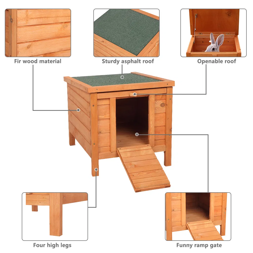 20-inch removable roof, waterproof, green asphalt roof, cedar wood, wooden chicken and rabbit cage photo 4