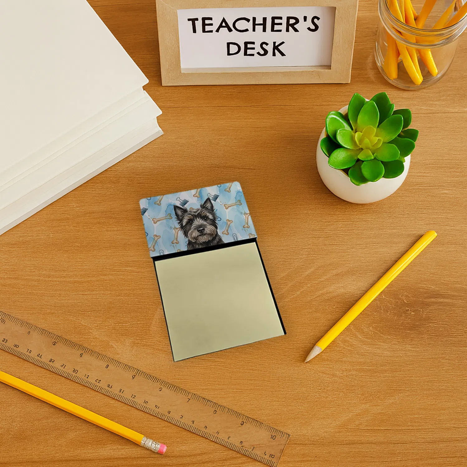 Black Cairn Terrier Coworker Watercolor Sticky Note Holder Refillable Dispenser Desk Accessory 3x3 Pad Gift photo 7
