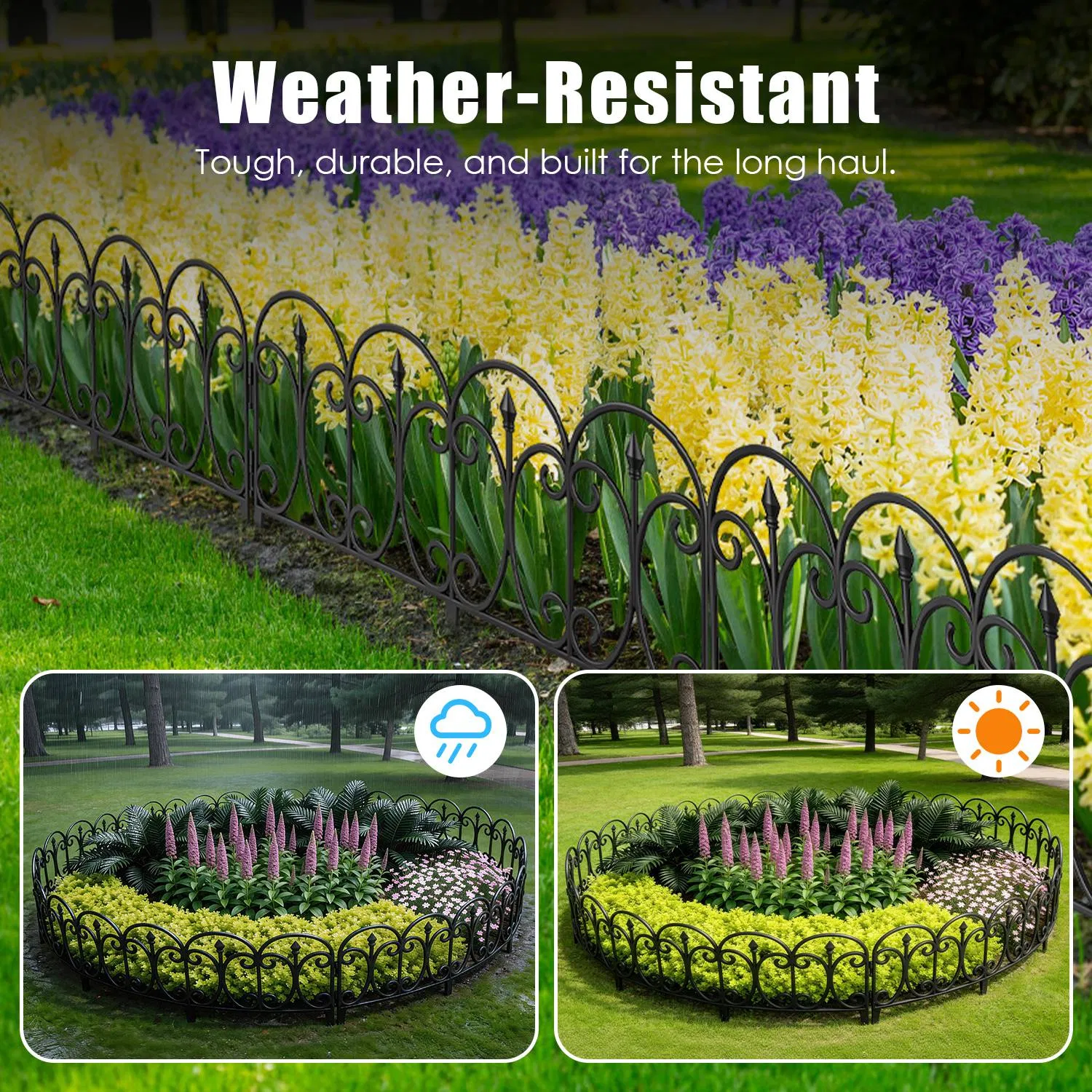 10 Pack Flexible Garden Edging, 19.3FT Interlocking PP Landscape Border with Angle Adjustable Panels, Weather Resistant No Dig Lawn Fence for Flower Bed Pathway Yard Decor photo 4
