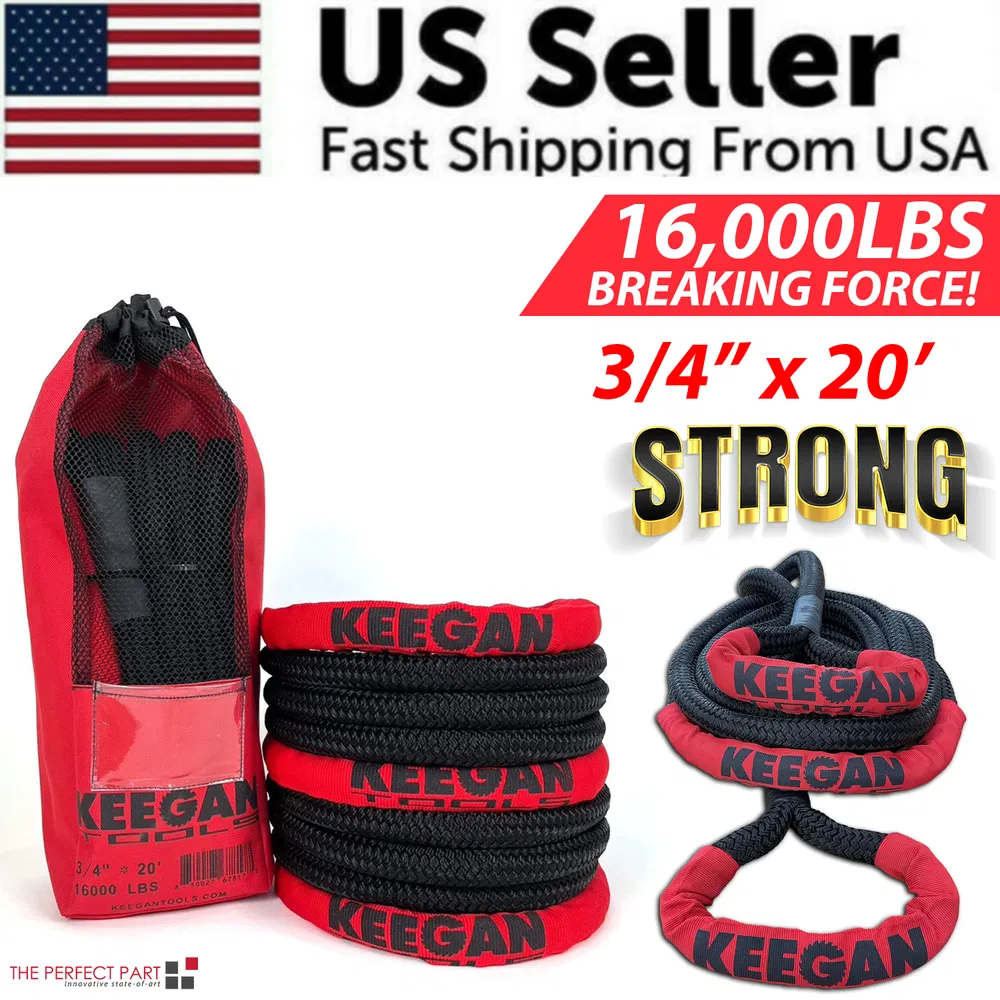KEEGAN TOOLS 1.25"x30' Kinetic Energy Recovery Rope 46000 lbs Tow Rope Carry Bag photo 2