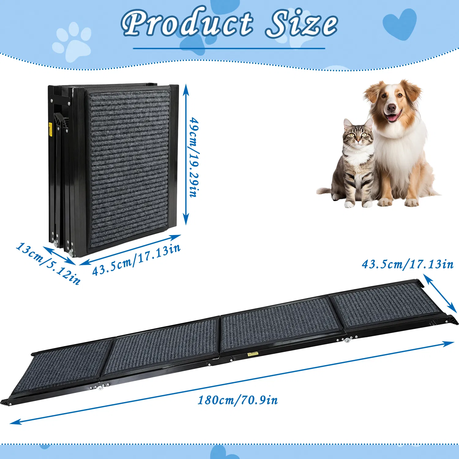 71" Long & 19" Wide Folding Dog Ramp for Car, SUV & Truck – Portable Pet Ramp with Non-Slip Surface, Extra Wide Steps photo 3