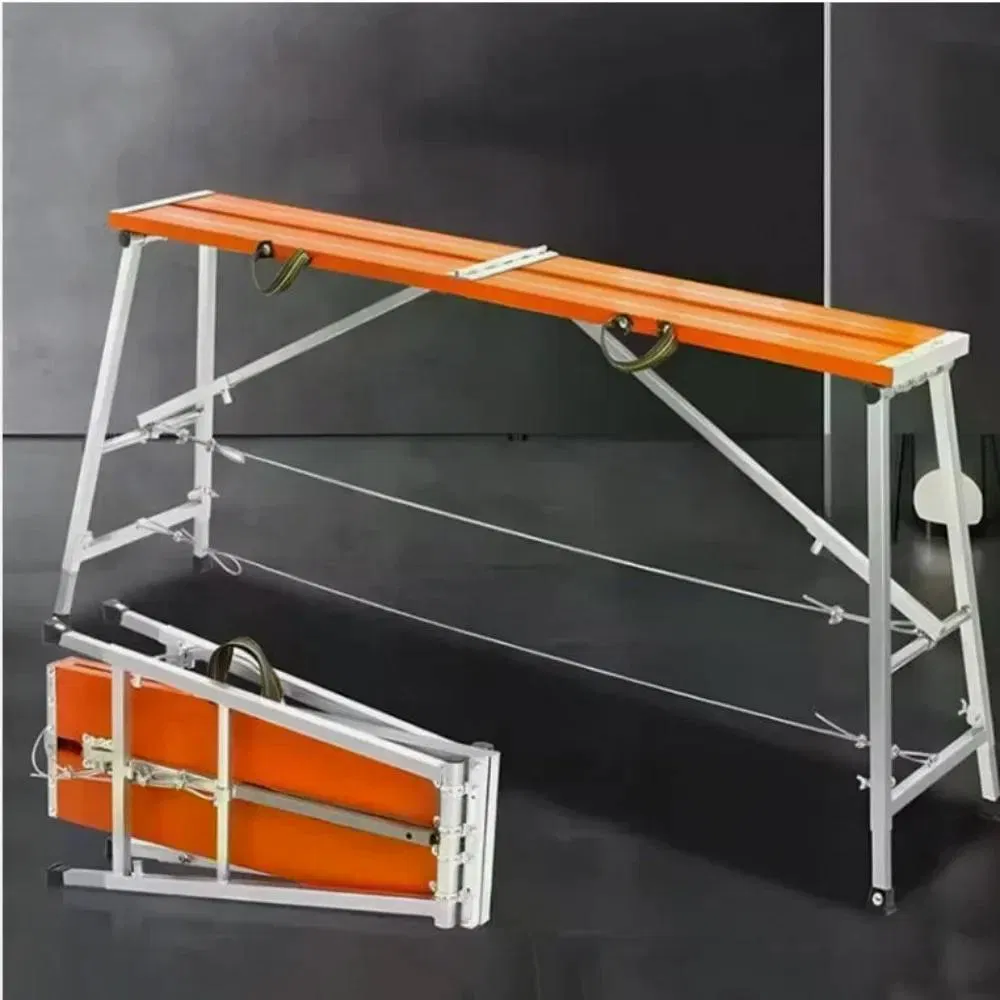 Folding Aluminum Scaffold Platform 250KG Heavy Load 5 Adjustable Height 70-120cm Anti Slip Large Work Platform Foldable No Assembly Portable Rust Resistant Work photo 2