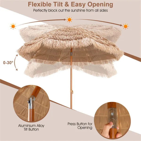 7.2 foot portable beach umbrella with adjustable tilt photo 4
