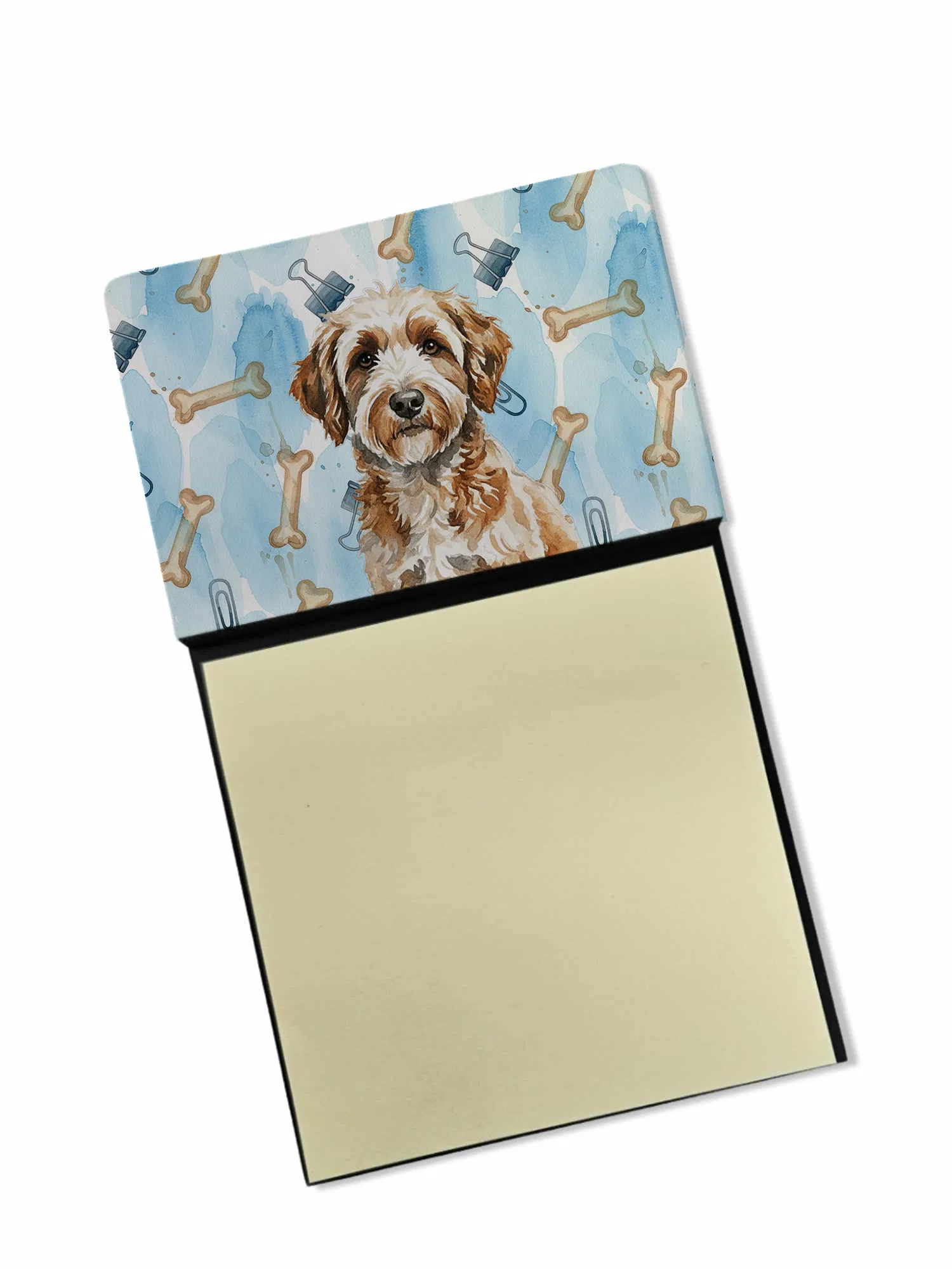 Lagotto Romagnolo Coworker Watercolor Sticky Note Holder Refillable Dispenser Desk Accessory 3x3 Pad Gift photo 1