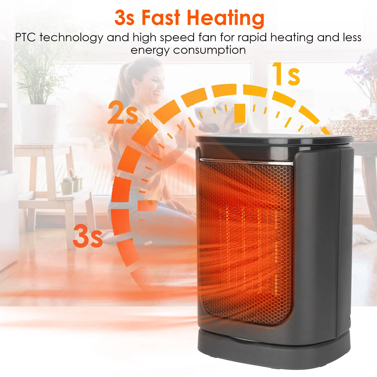1500W Oscillating Ceramic Space Heater, Portable Electric Heater with Digital Display,Remote Control,3 Heat Modes,Safety Shut-Off for Indoor Use photo 1