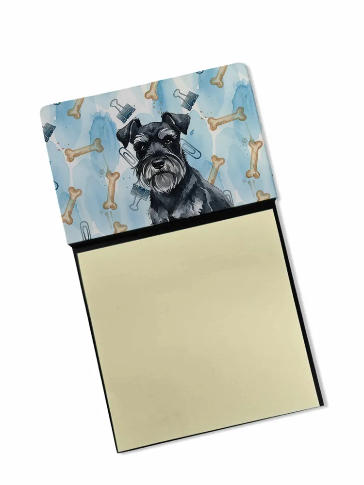 Black Miniature Schnauzer Coworker Watercolor Sticky Note Holder Refillable Dispenser Desk Accessory 3x3 Pad Gift photo 8