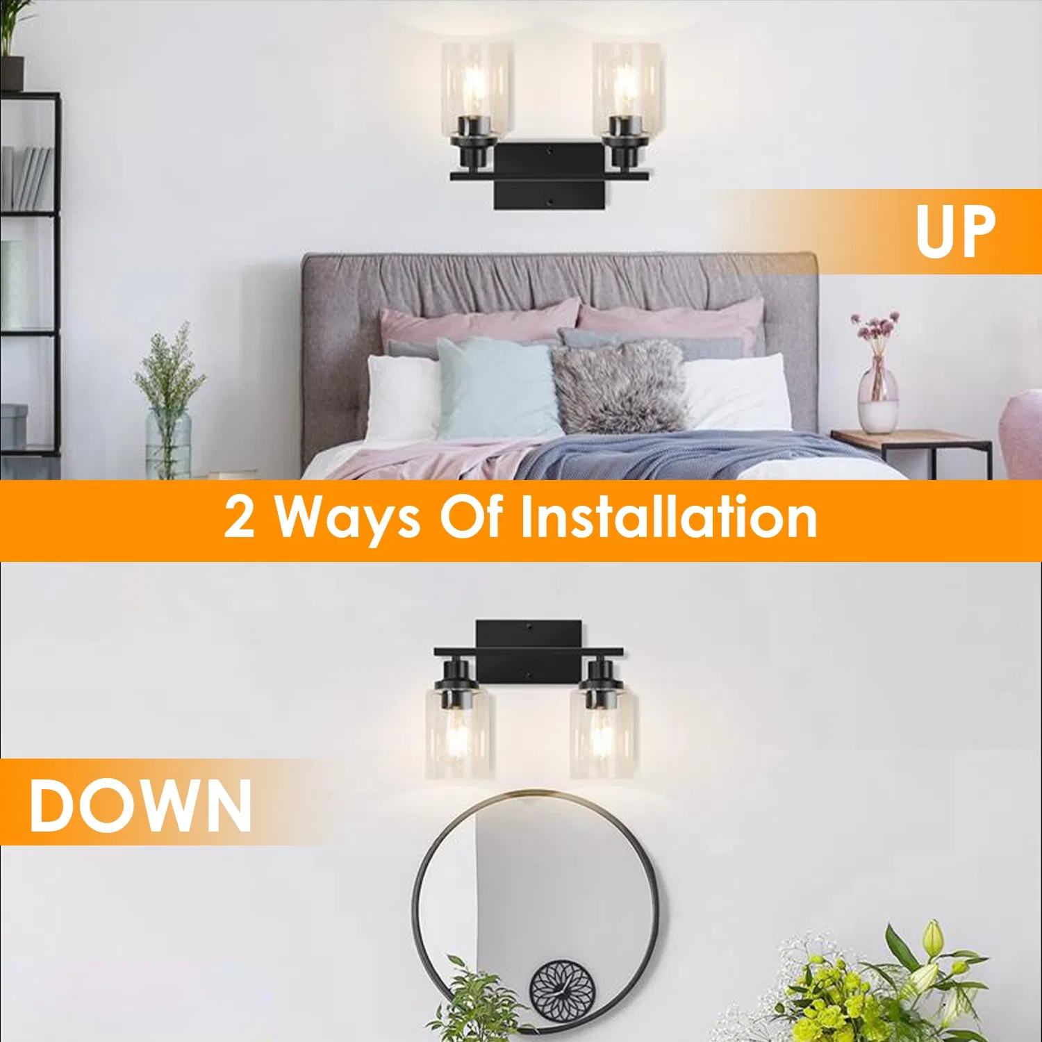 3 Light Wall Sconce Lighting with Clear Glass Shade Bathroom Vanity Lamp Fixture Modern Mounted Light for Porch Mirror Living Room Bedroom Hallway photo 6