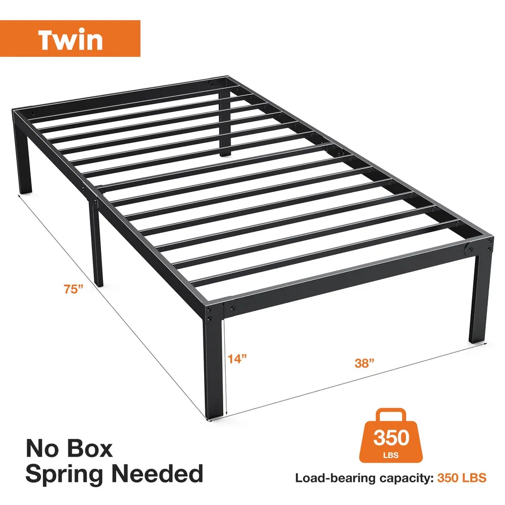 Heavy Duty Metal Bed Frame with Sturdy Steel Slat Support, No Box Spring Needed photo 4