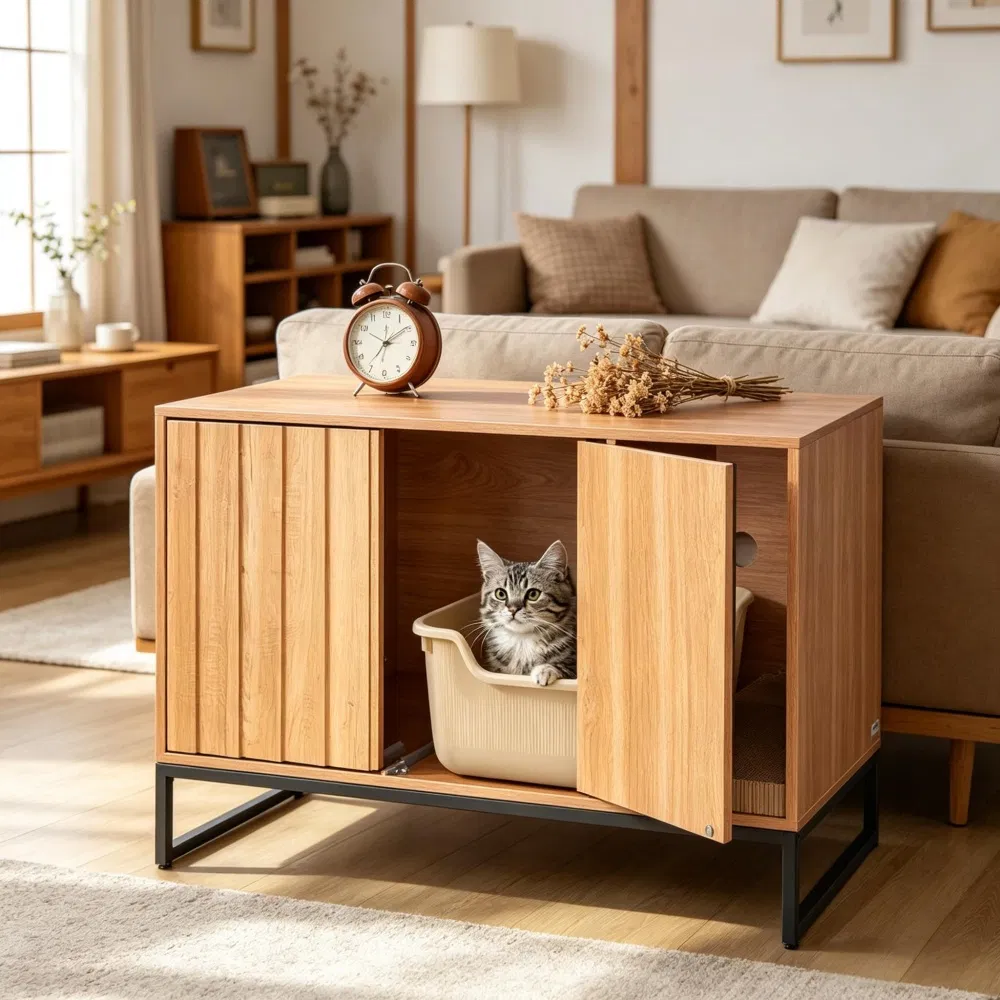 Wooden Cat Box Cabinet photo 5