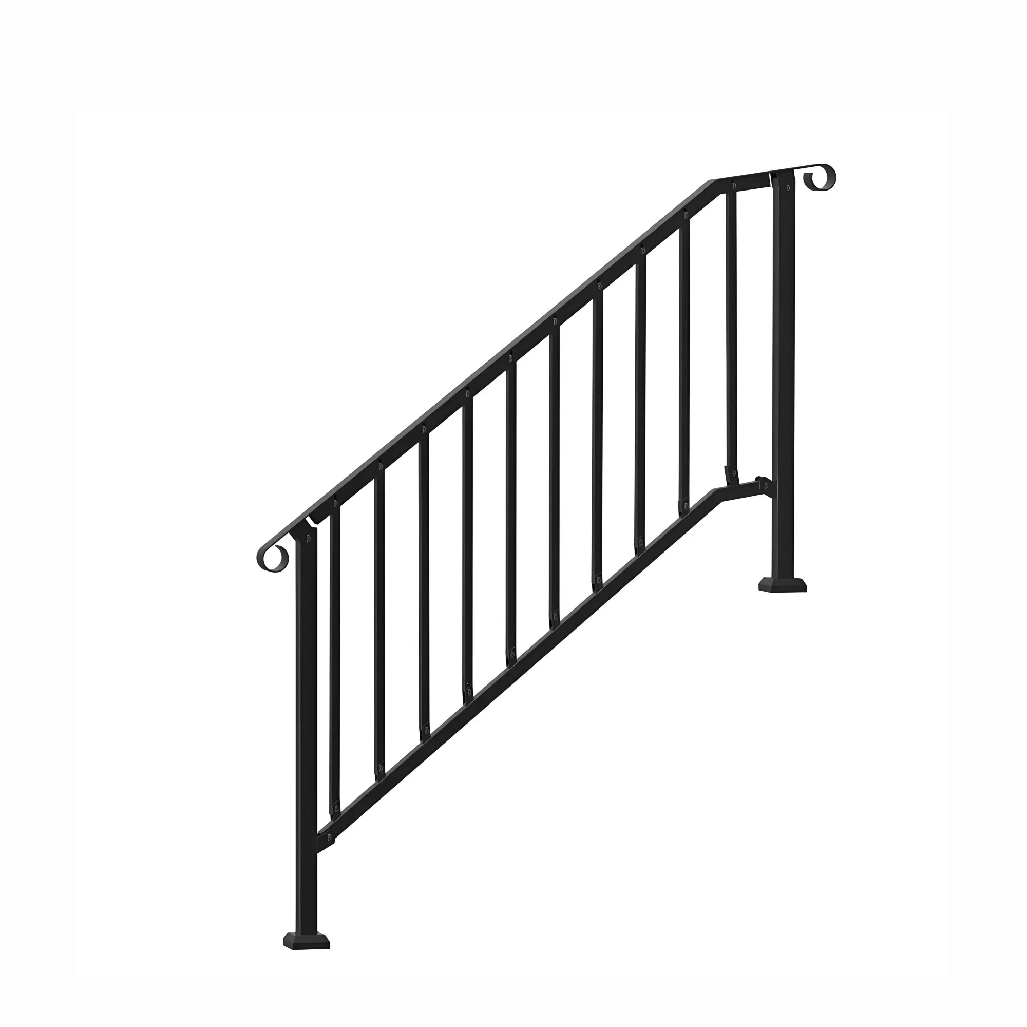 5-Step Stair Handrail Kit, Transitional Black Retro Arch Design with Installation Hardware, for Outdoor Steps, Porch & Deck photo 4