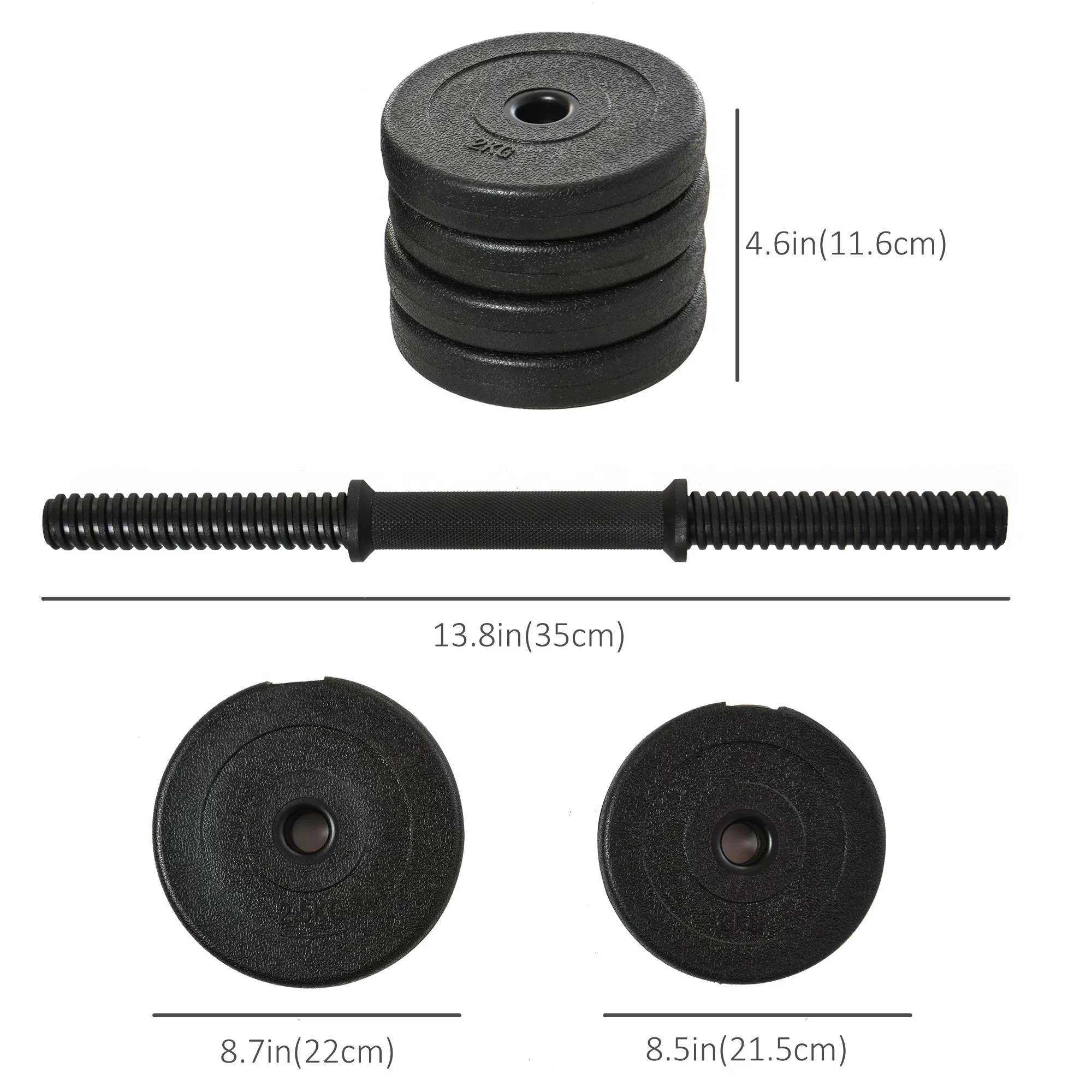 Adjustable 2 x 22lbs Weight Dumbbell Set for Weight Fitness Training Exercise Fitness Home Gym Equipment, Black (Pair) photo 2