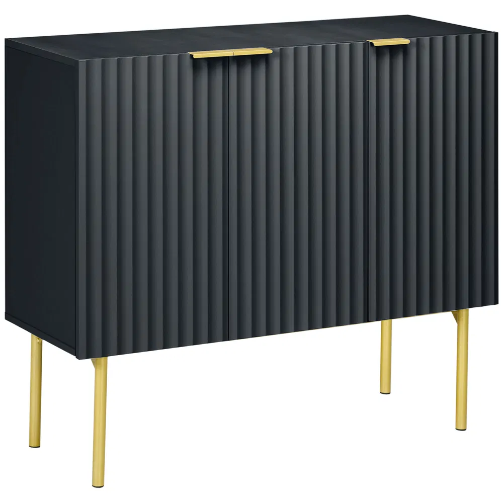 Modern Storage Cabinet Sideboard Buffet Cabinet with Gold Legs for Living Room Dining Room Hallway Black photo 2