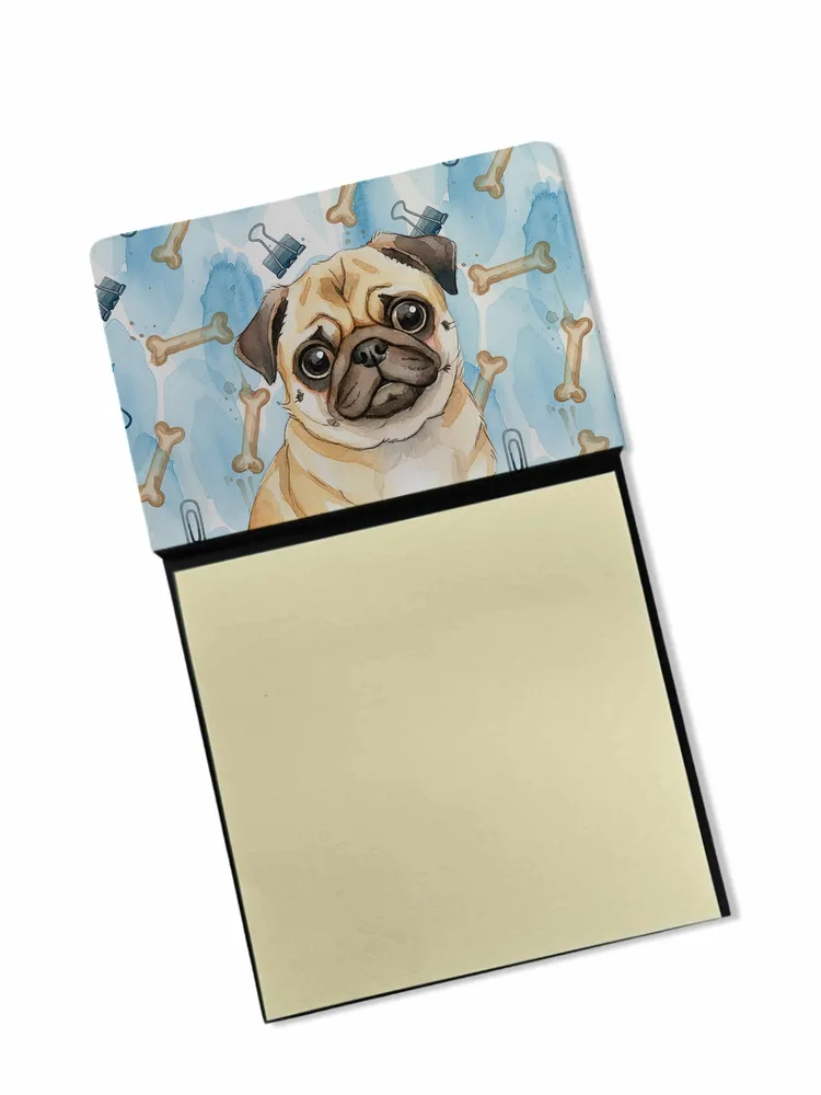 Fawn Pug Coworker Watercolor Sticky Note Holder Refillable Dispenser Desk Accessory 3x3 Pad Gift photo 8