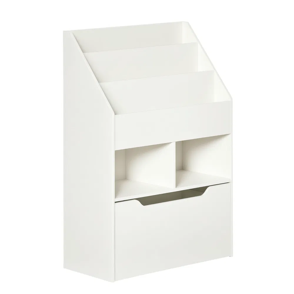 Kids Bookcase Multi-Shelf Rack Organizer with Storage Drawer for Books for Reading Nook, Classroom, Bedroom, Playroom, White photo 7