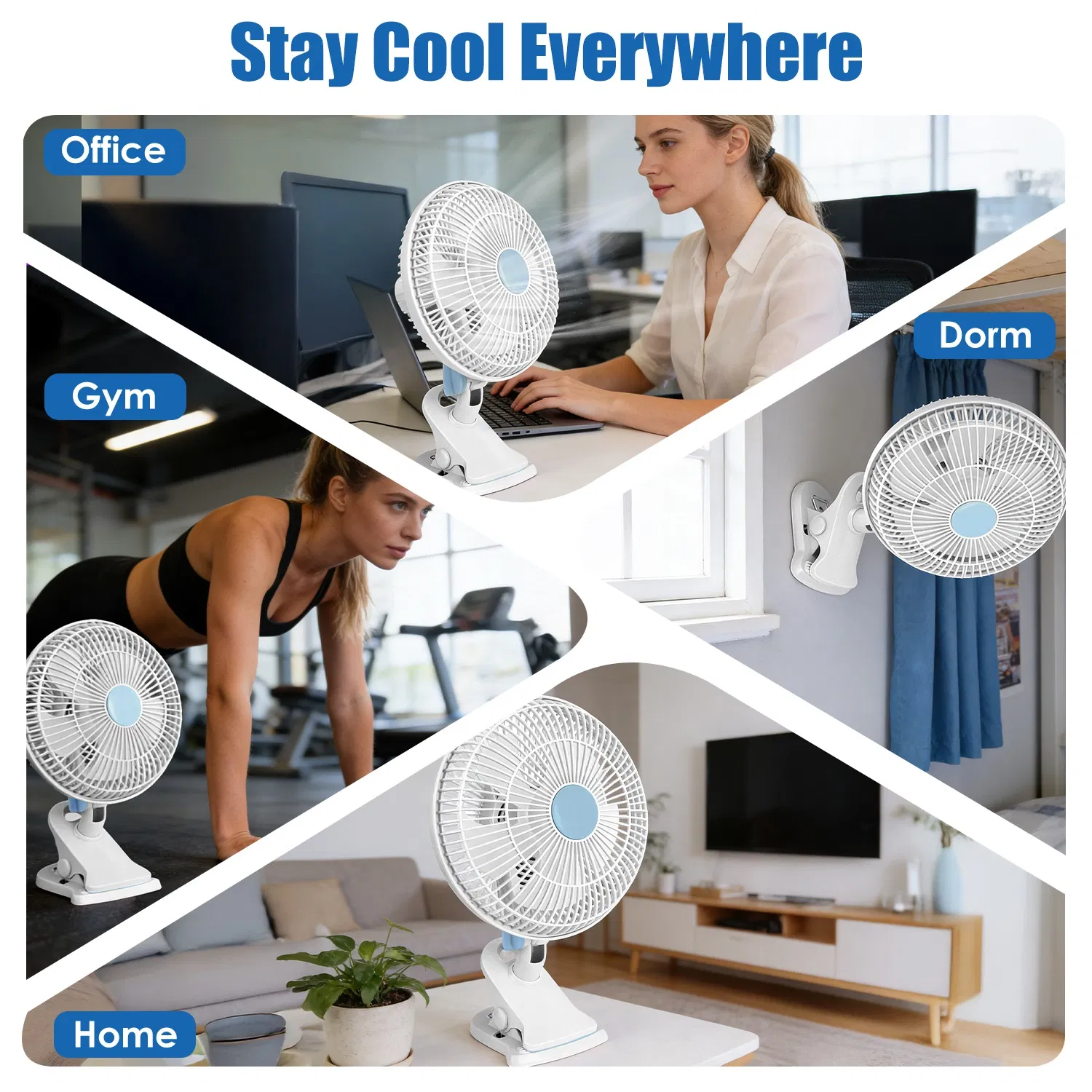 Versatile Clip on Fan, 90° Oscillating 2 Adjustable Wind Speeds Quiet Fan, for Home Office Bedroom Outdoor Use,Clip on Fan with 2 Speed Settings for Home Office Outdoor photo 2
