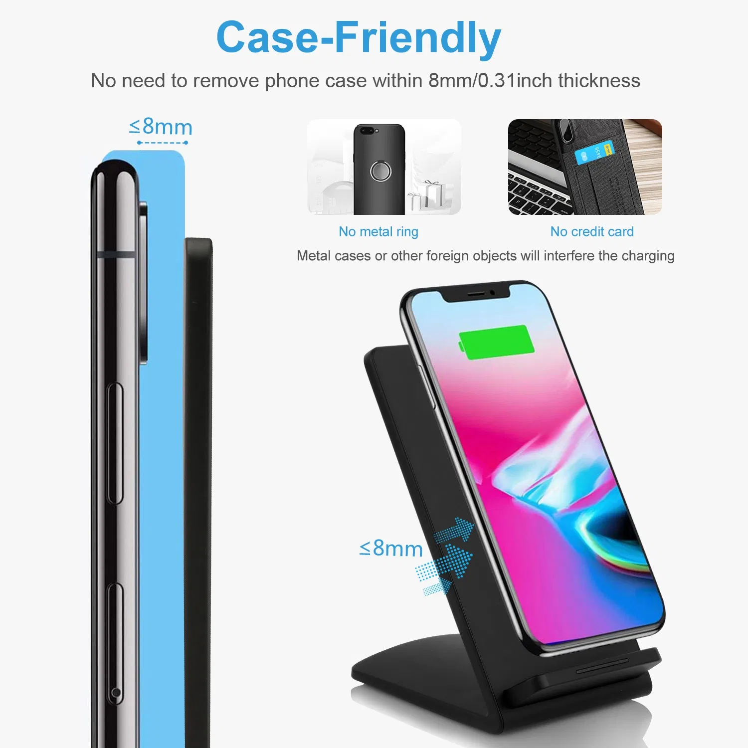 Qi Wireless Charger 10W Fast Charging Pad Stand Dual Coils Compatible with 7.5W 5W for iPhone XS/XS Max/XS/X Galaxy S10 /S9+ /S8 Google Nexus 6 photo 7