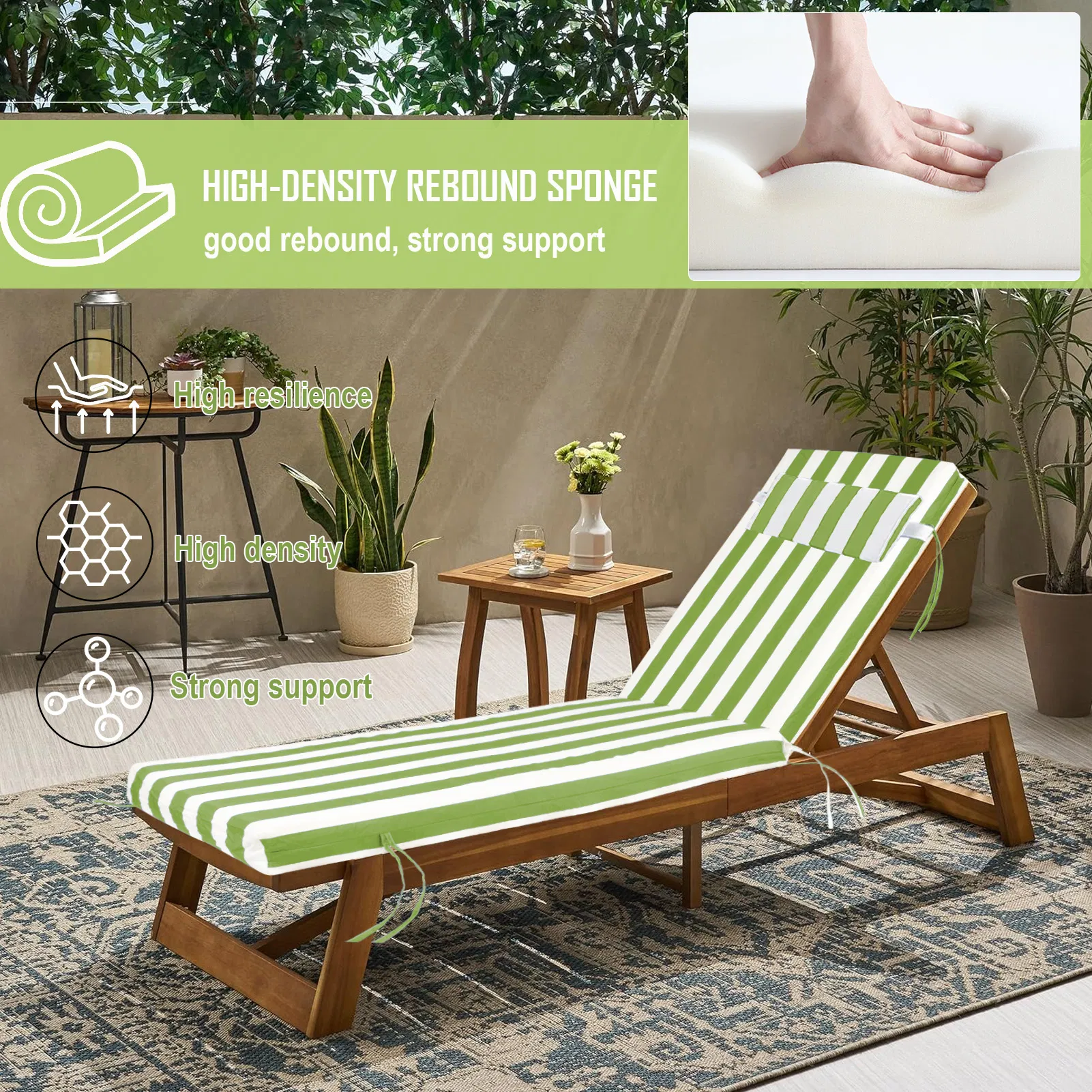 Outdoor Chaise Lounge Cushion, 80 in. x 26 in. x 3 in. Waterproof Fade-Resistant Patio Chair Pad for Pool Beach photo 6