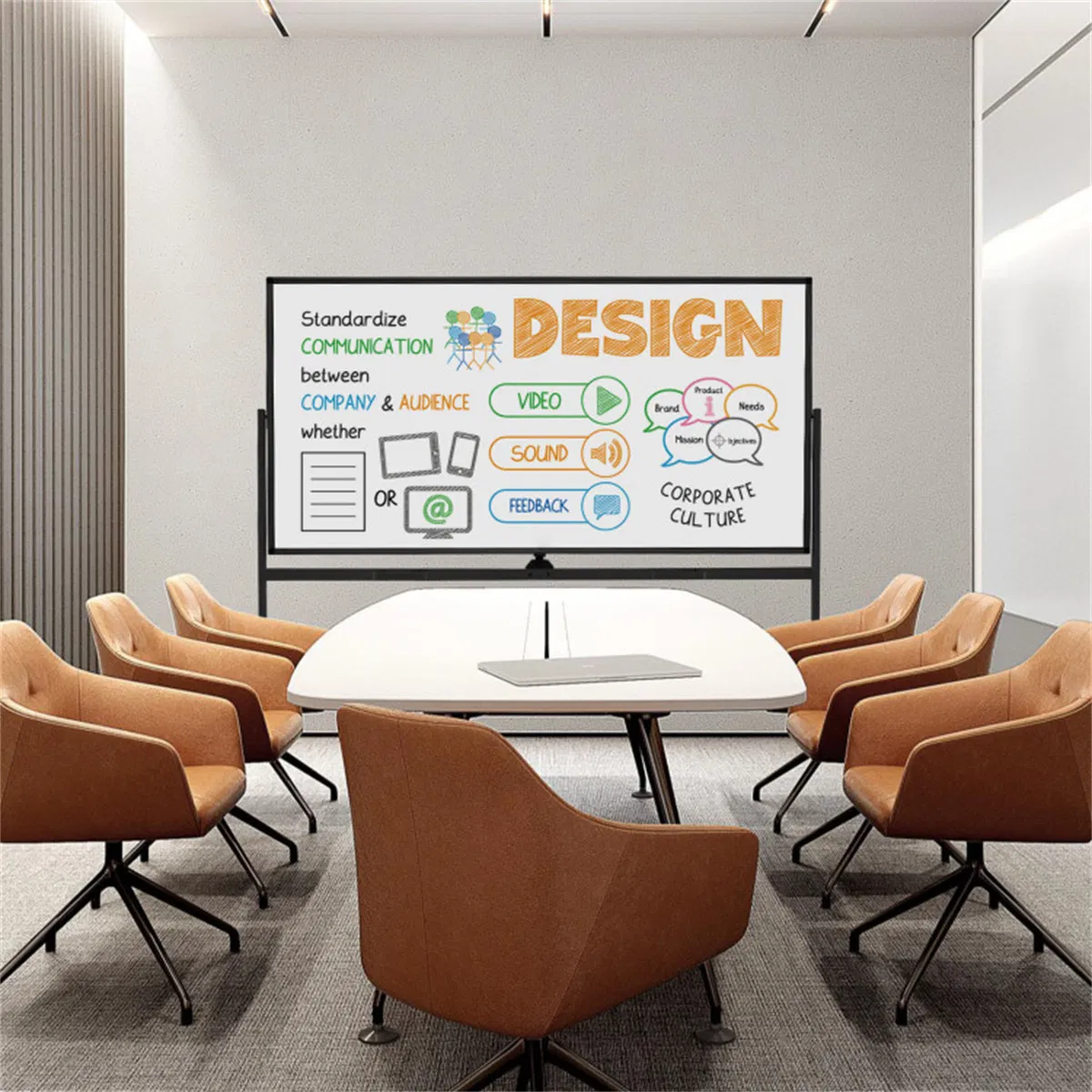 360° Rotating Double-Sided Magnetic Whiteboard, 182.88×91.44cm Writing Surface Mobile Dry Erase Board with Casters, Black photo 6