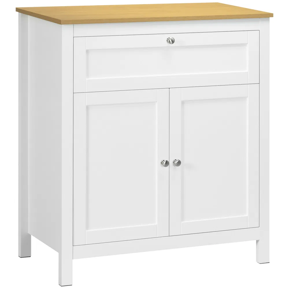 Sideboard Cabinet, Buffet Table with Drawer, Double Door Cupboard and Adjustable Shelf for Living Room, Entryway, White photo 7