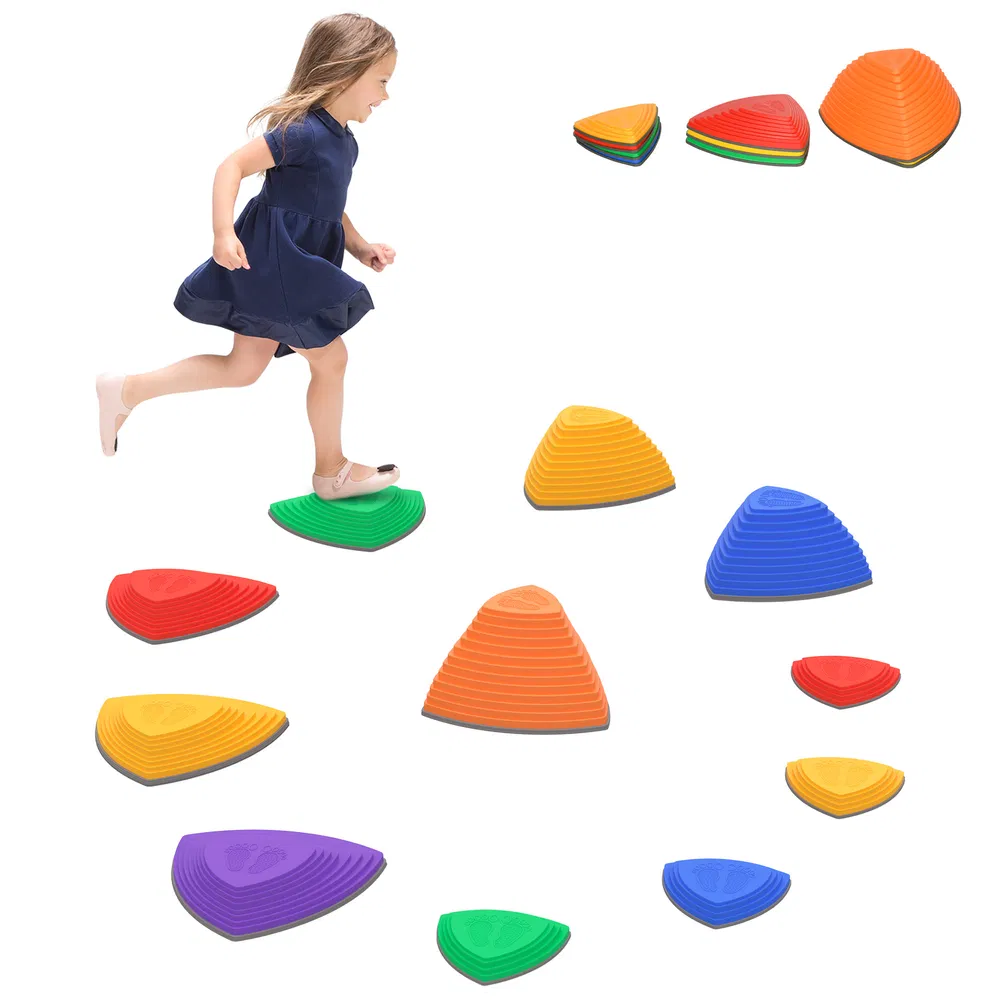 11 PCs Stepping Stones Kids with Non-slip Rubber, Stackable Balance River Stones for Obstacle Course Sensory Play, Outdoor Indoor for 3-8 Years Old photo 7
