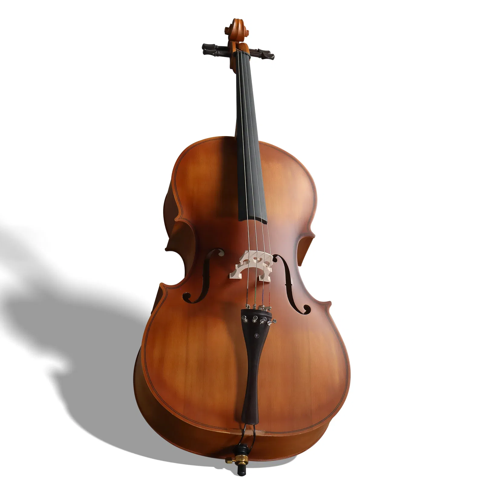Full Side 4/4 Matte Natural Color Spruce Panel Cello with Bag Bow Rosin Bridge Strings photo 8