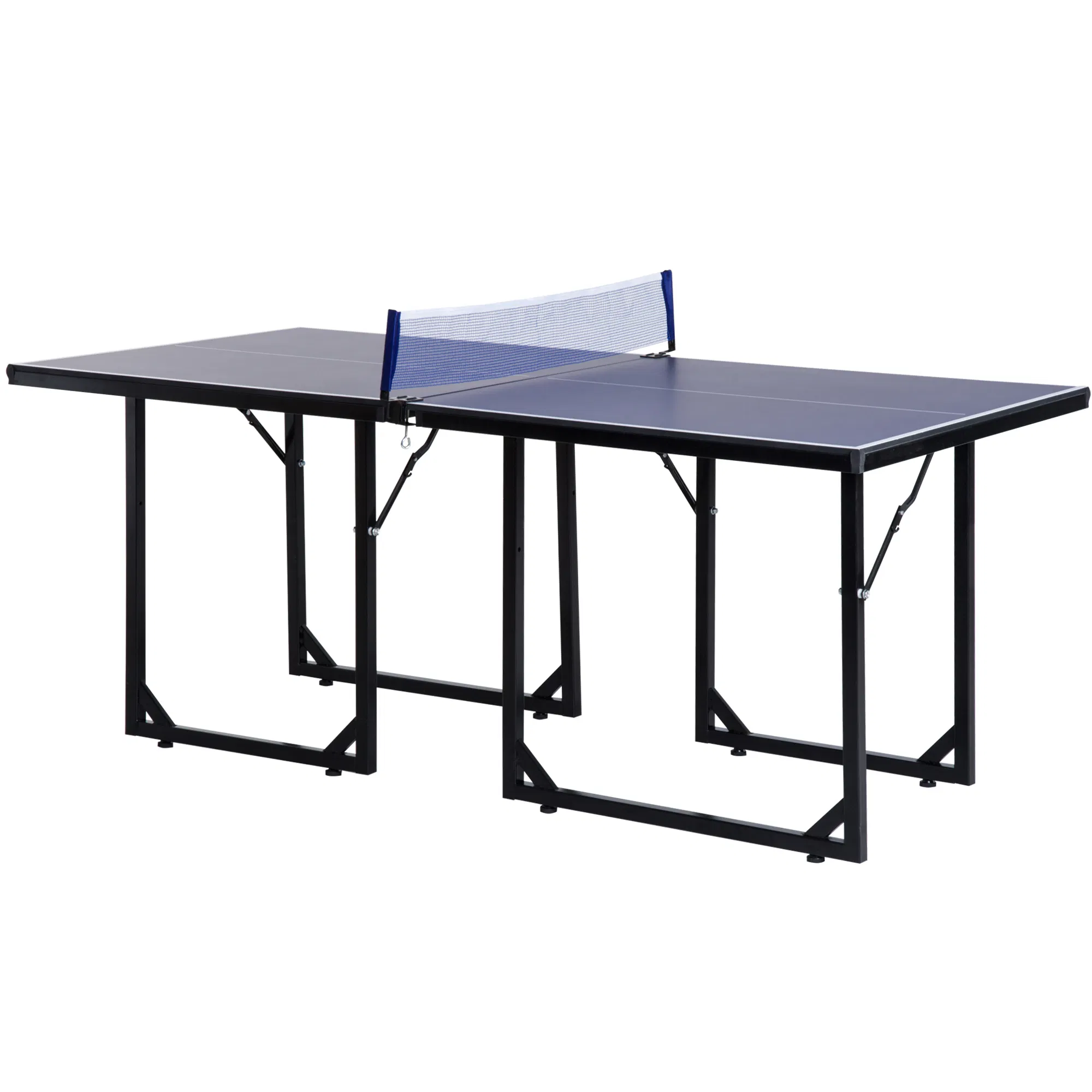 6x3ft Compact Midsize Table Tennis Table Multi-Use Family Ping-pong Table Free Standing Folding Blue photo 1