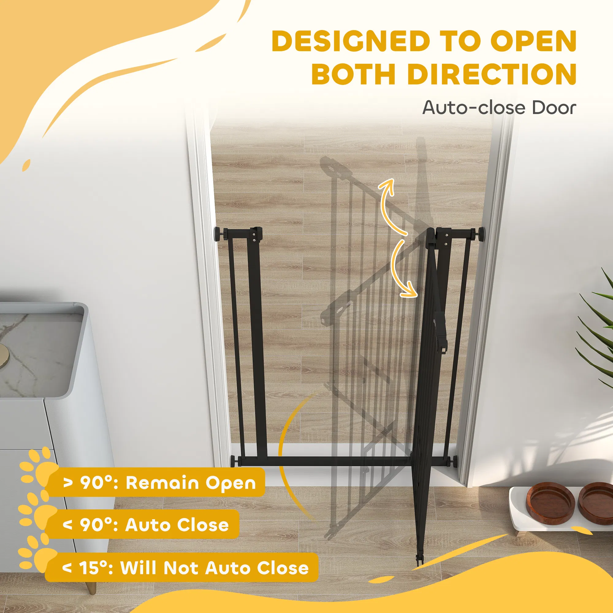 41" Easy Open Indoor Dog Gates for Doorways, House, Stair - Black photo 6