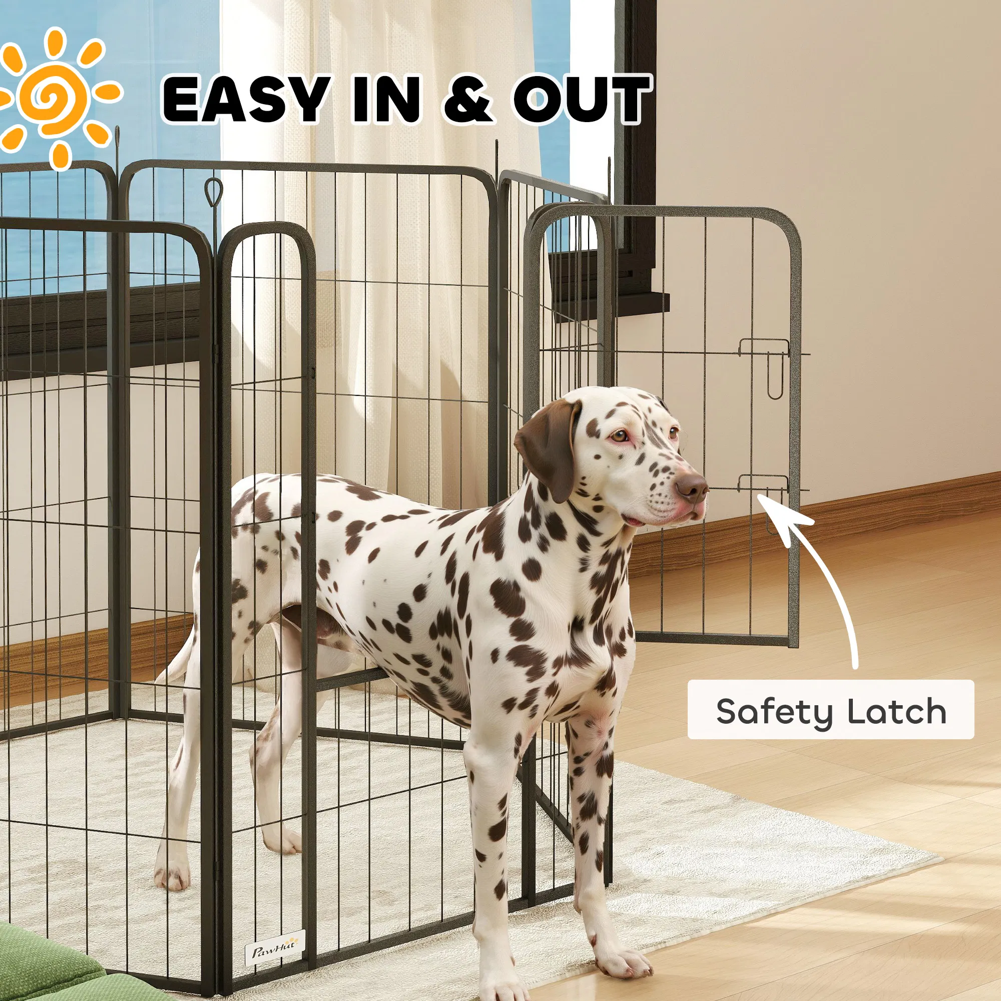 6 Panels Heavy Duty Dog Playpen Outdoor Indoor with Door & Strap, 39" Height Portable & Foldable Pet Playpen photo 2