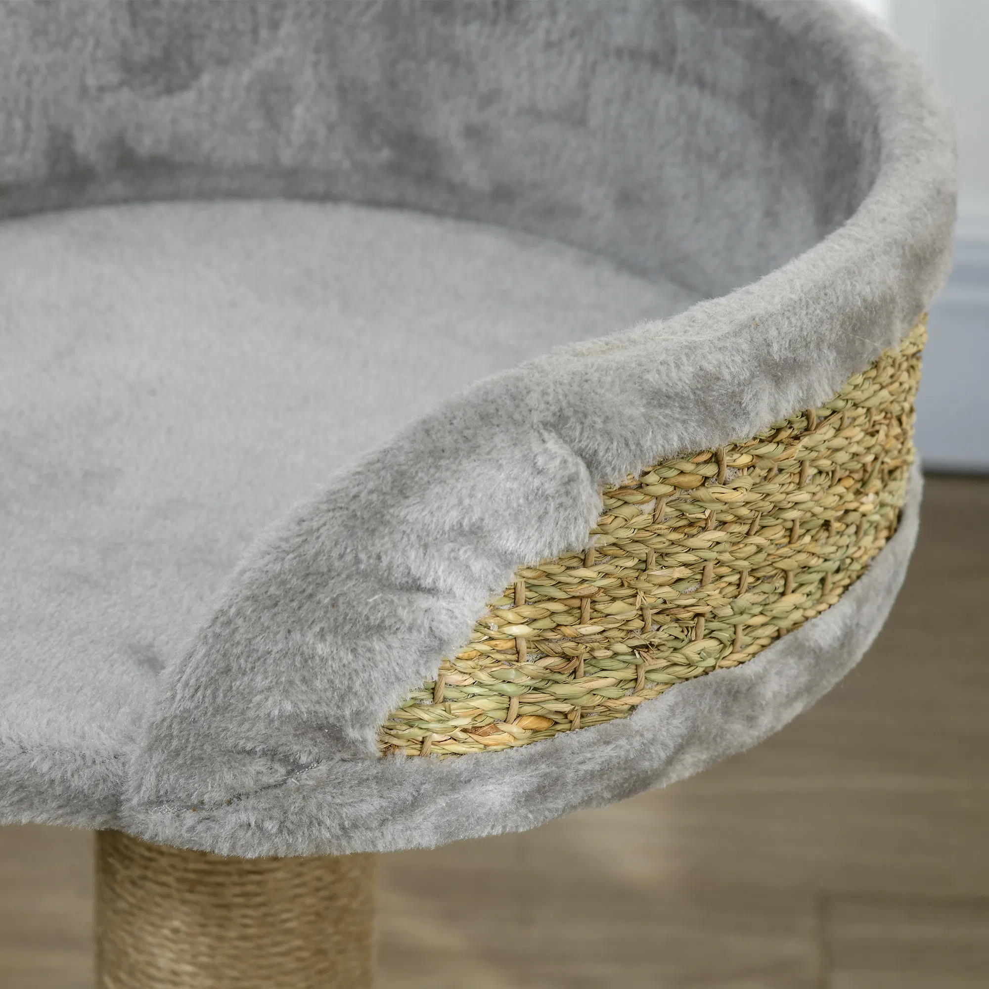 Cat Tree with Scratching Post, Toy Ball, Perch, Small Cat Tower for Indoor Cats - 16" x 16" x 19", Grey photo 3