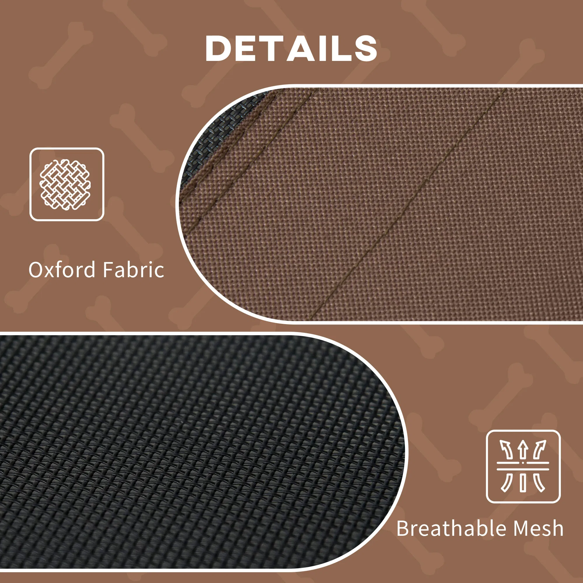 Elevated Dog Bed with Canopy, Portable Raised Dog Cot for XL Sized Dogs, Indoor & Outdoor, 48" x 36" x 43", Coffee photo 3