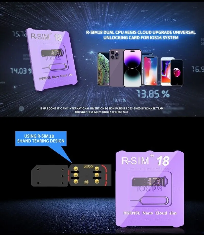 R-SIM18 RSIM 18 Nano Unlock Card For iPhone 14 Plus 13 12 11 Pro Max X XR iOS 16 photo 4