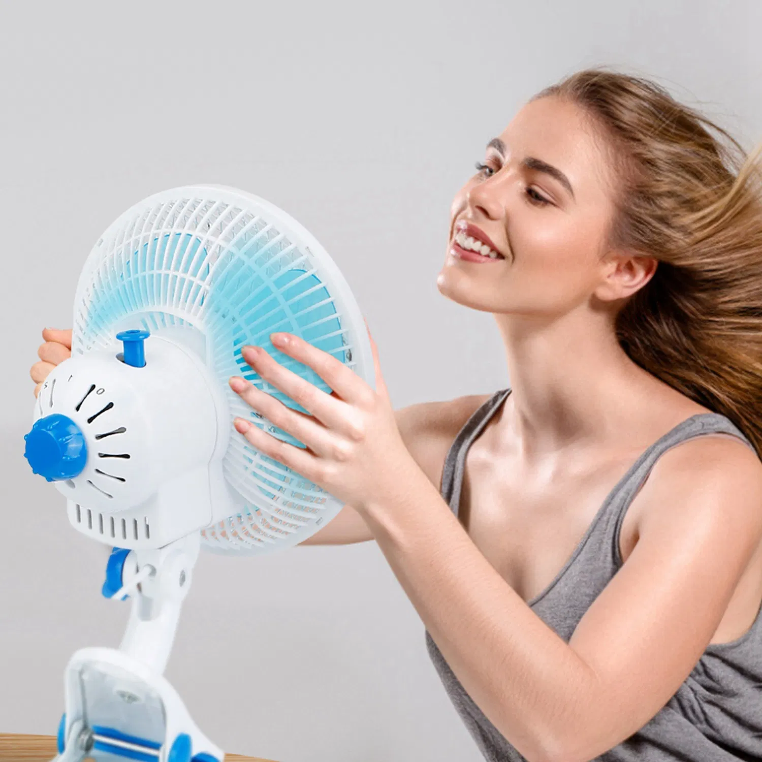2 Speed Quiet Clip Fan, Auto Oscillation Personal Fan, Anti-Pinch Design Small Fan for Desk Wall Stroller Office Bedroom photo 6