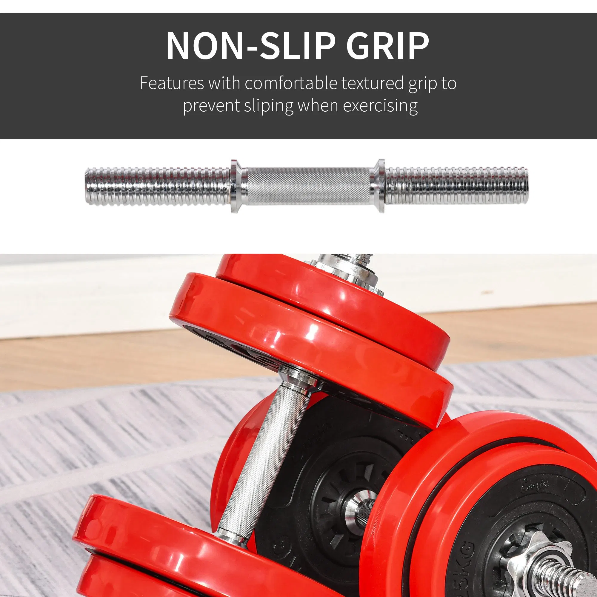 44lbs 2-In-1 Dumbbell & Barbell Adjustable Set Strength Muscle Exercise Fitness Plate Bar Clamp Rod Home Gym Sports Area photo 2