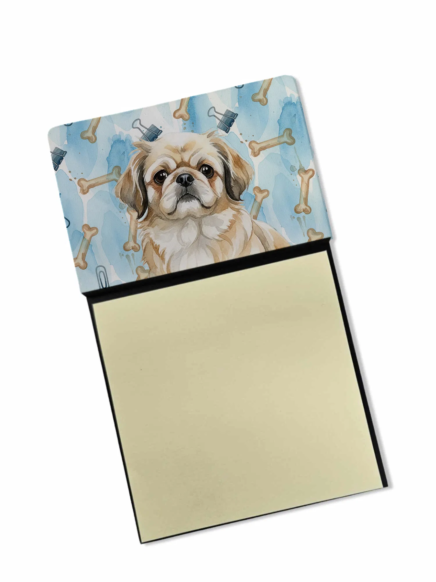Fawn Pekingese Coworker Watercolor Sticky Note Holder Refillable Dispenser Desk Accessory 3x3 Pad Gift photo 1