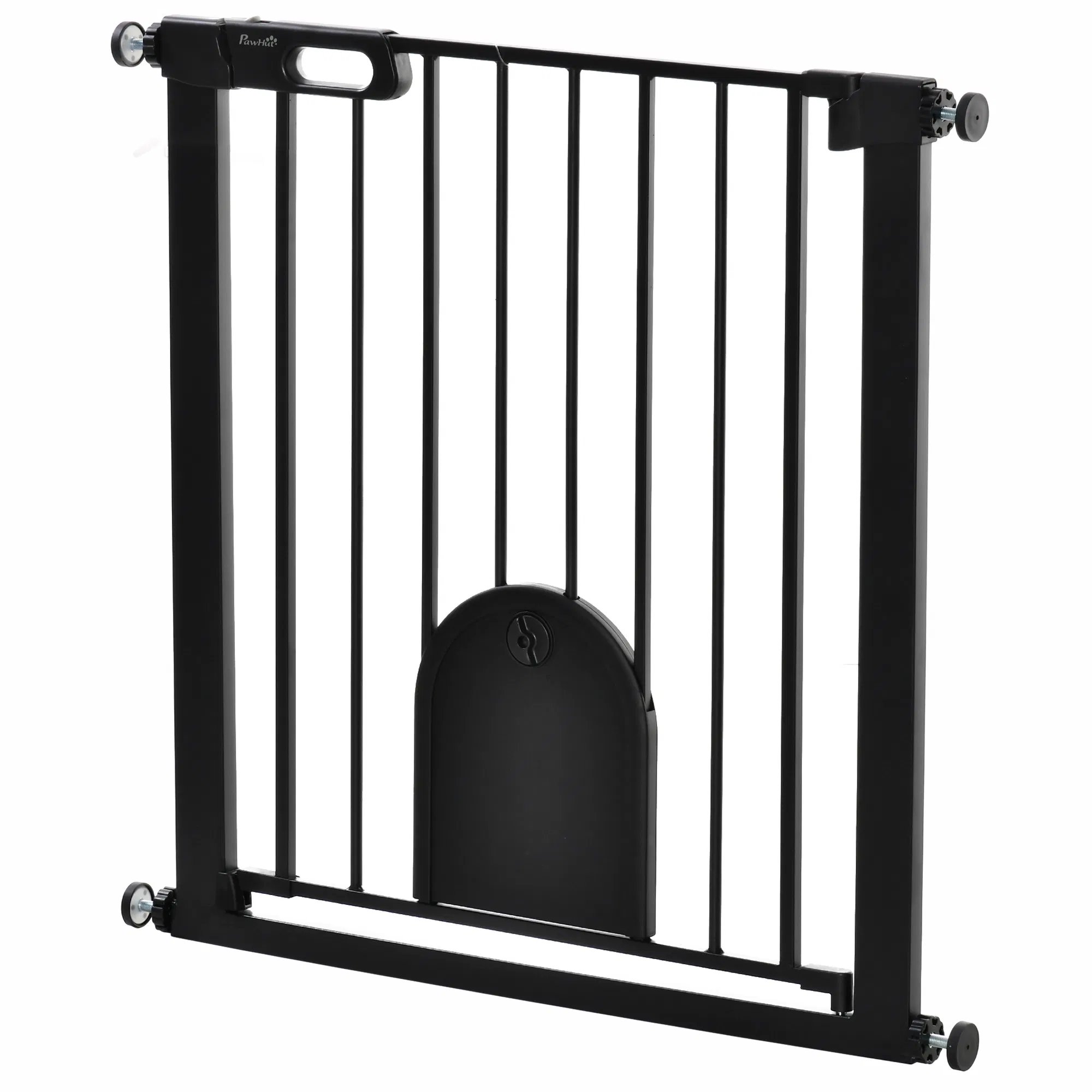 30"-32" Extra Wide Pet Gate Barrier with Small Door, 30"H Dog Gate with Safety Gate Barrier, Stair Pressure Fit, Black photo 1