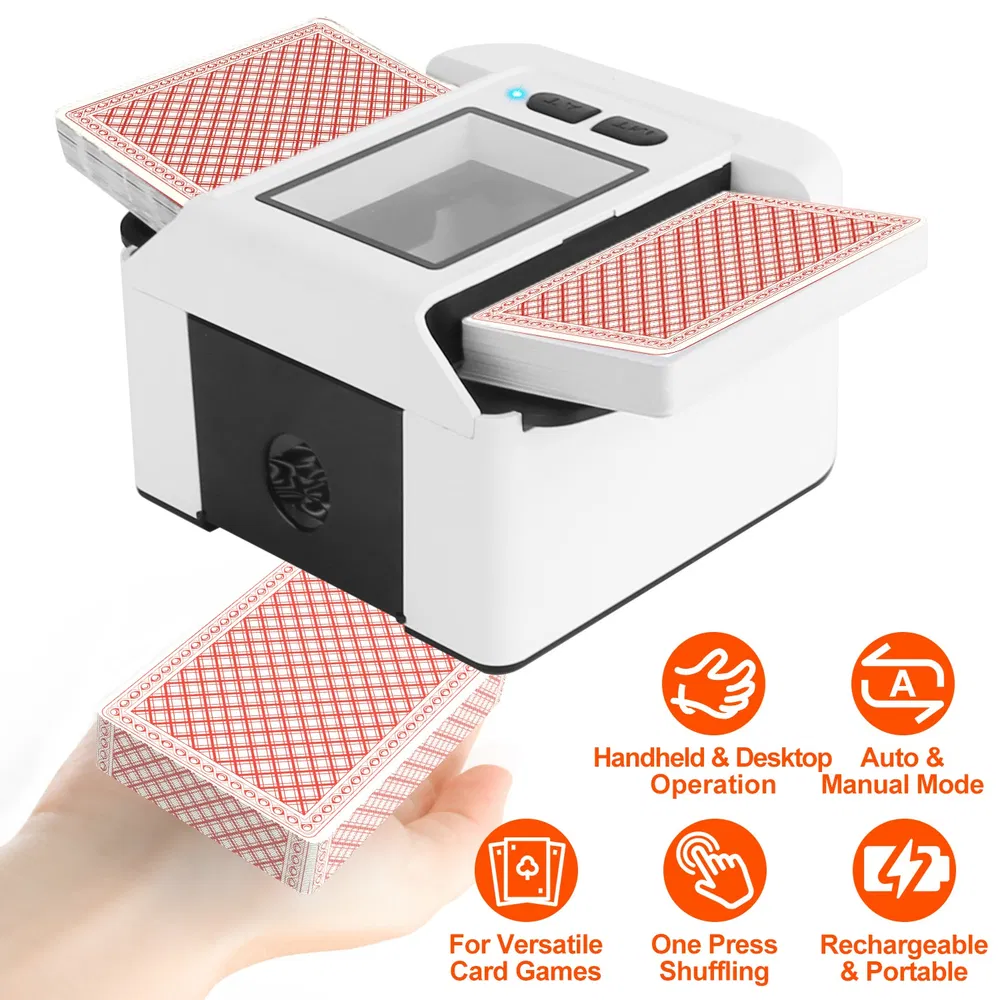 Fast 2-Deck Rechargeable Card Shuffler – 2-Sec Shuffle, Auto & Manual Modes, 2000 mAh Battery for 2 300 Decks, Fits Poker/UNO/Narrow Cards, Portable for Game Night & Travel photo 2