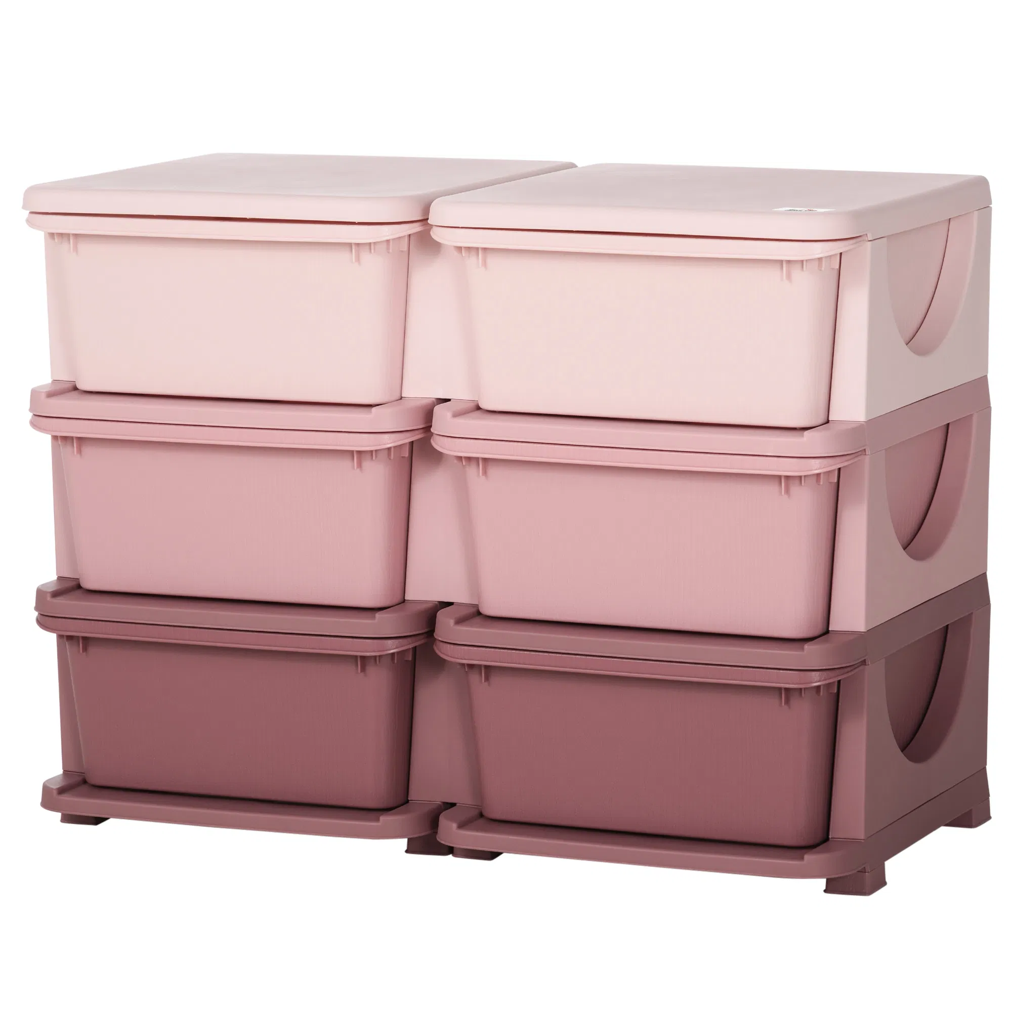 3 Tier Kids Toy Organizer and Storage Bins with 6 Plastic Drawers, Pink photo 1