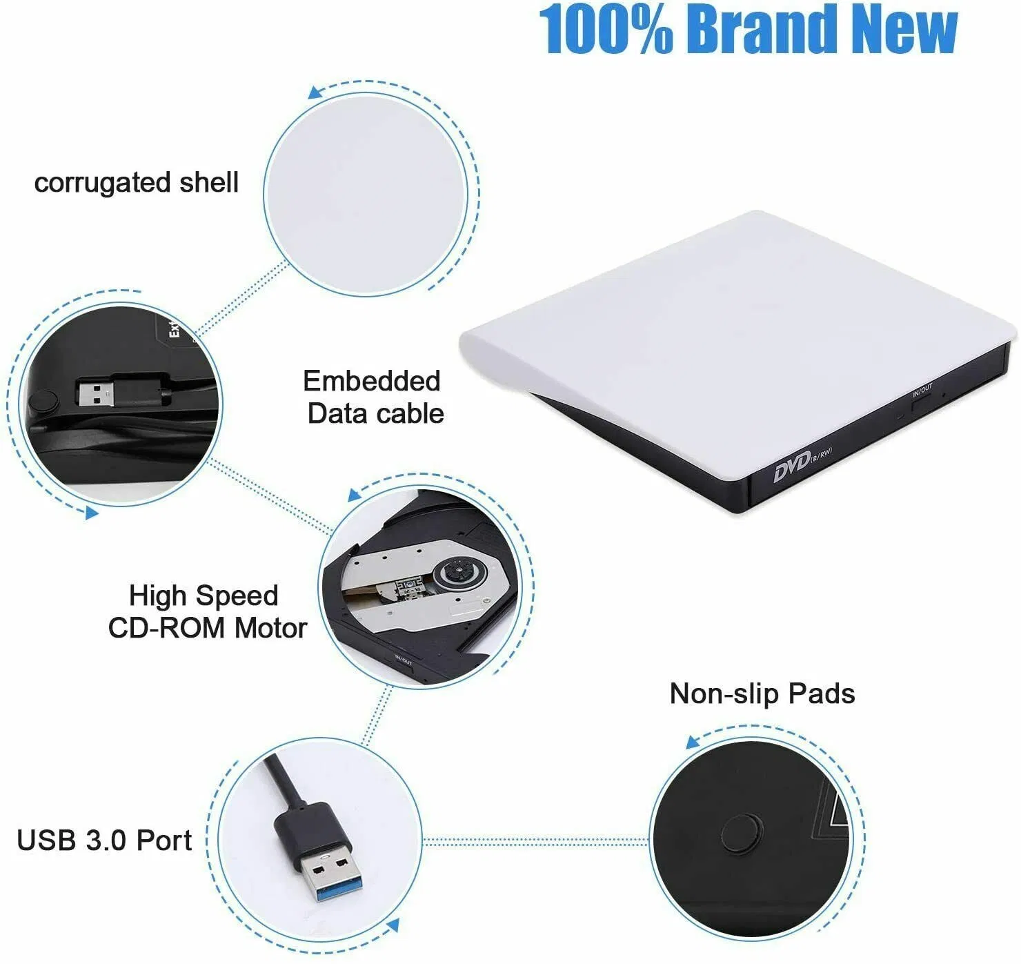 Slim External CD DVD Drive USB 3.0 Disc Player Burner Writer For Laptop PC Mac photo 7